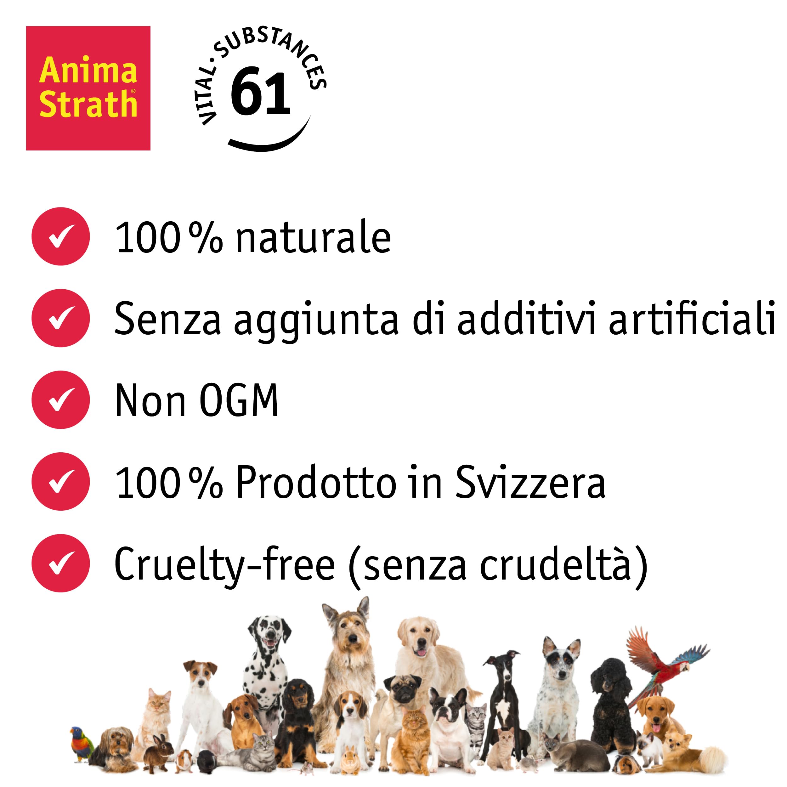 Anima Strath Granulato - 61 Micronutriementi, Integratore Alimentare di Lievito Vegetale Per Cani & Gatti - Vitamine per Alimenti per Cani - Vegetariano - 500g