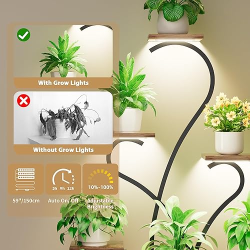 Miniatura 3 de Soporte para plantas de interior con luces de crecimiento, estante grande de 7 niveles para plantas de interior, soportes de esquina de 53 pulgadas