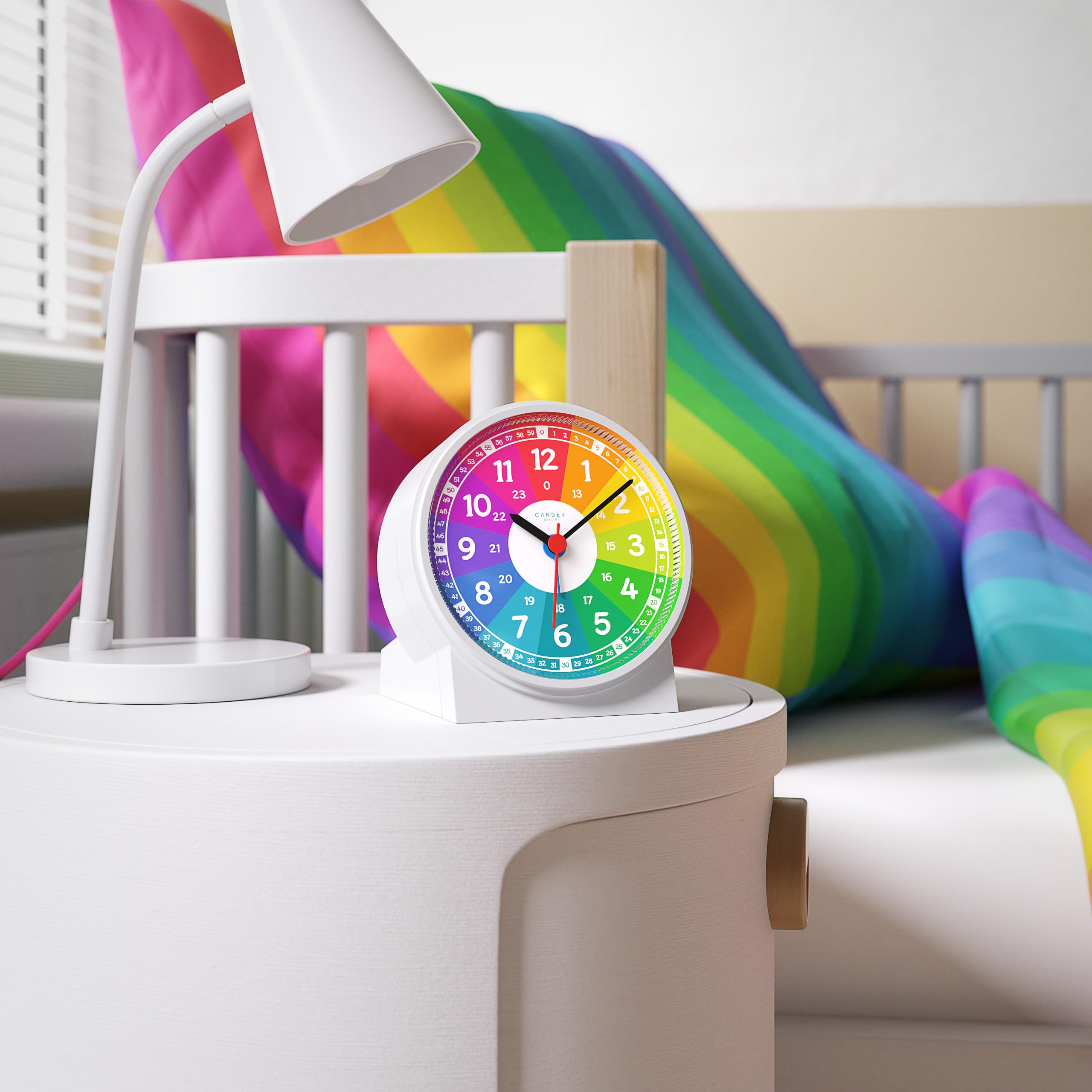 Cander Berlin MNU 1709 Kinderwekker wekker kinderen geruisloos eenhoorn geruisloos leerhorloge kinderhorloge licht snooze tafelklok verlichting geluidsarm eenhoorn klok