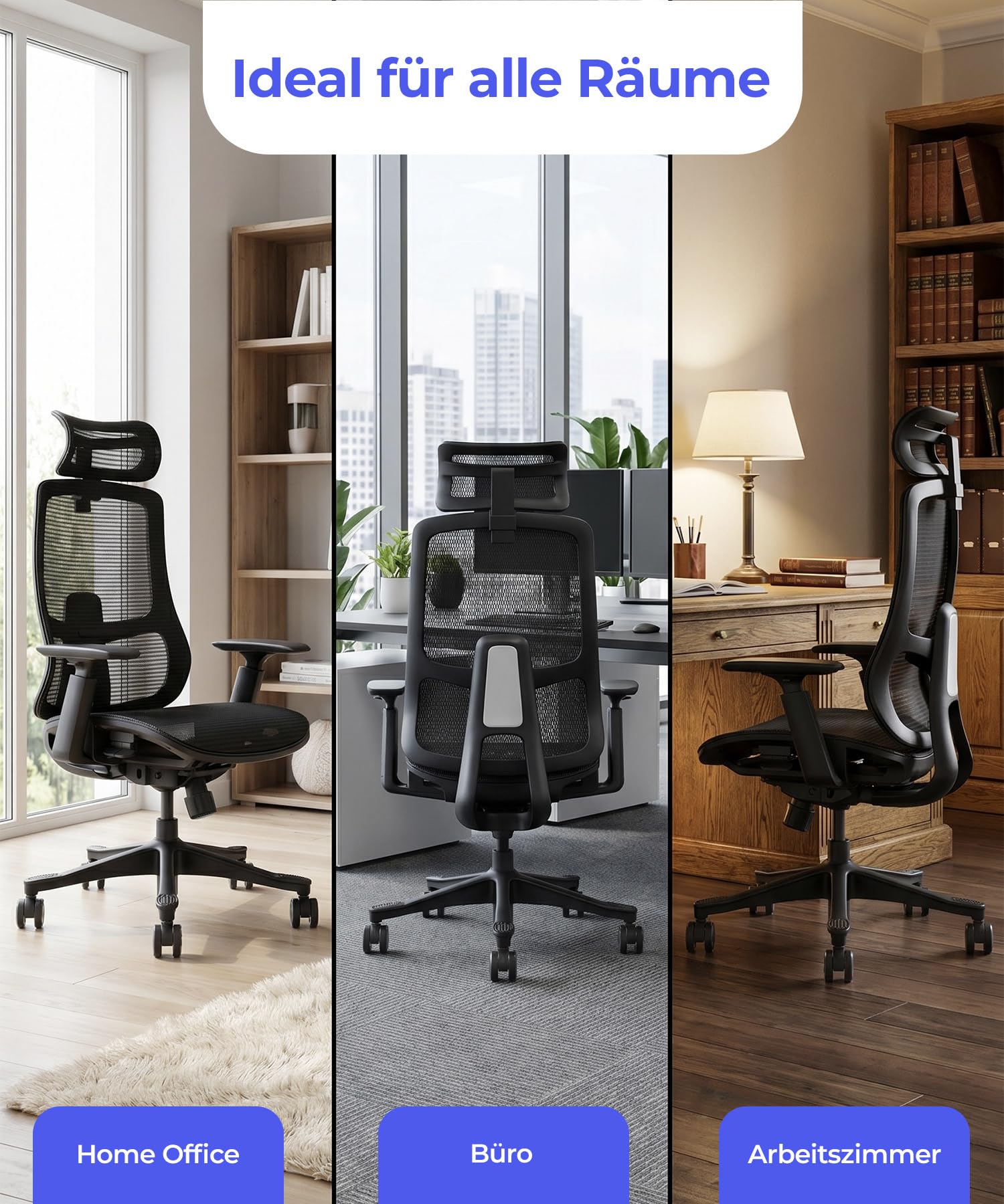 Stane Bürostuhl Ergonomisch - Pc Stuhl Mit Fußstütze - Schreibtisch Stuhl Mit Hoher Belastbarkeit (130 kg) - Elegant & Vielseitig (Netz)