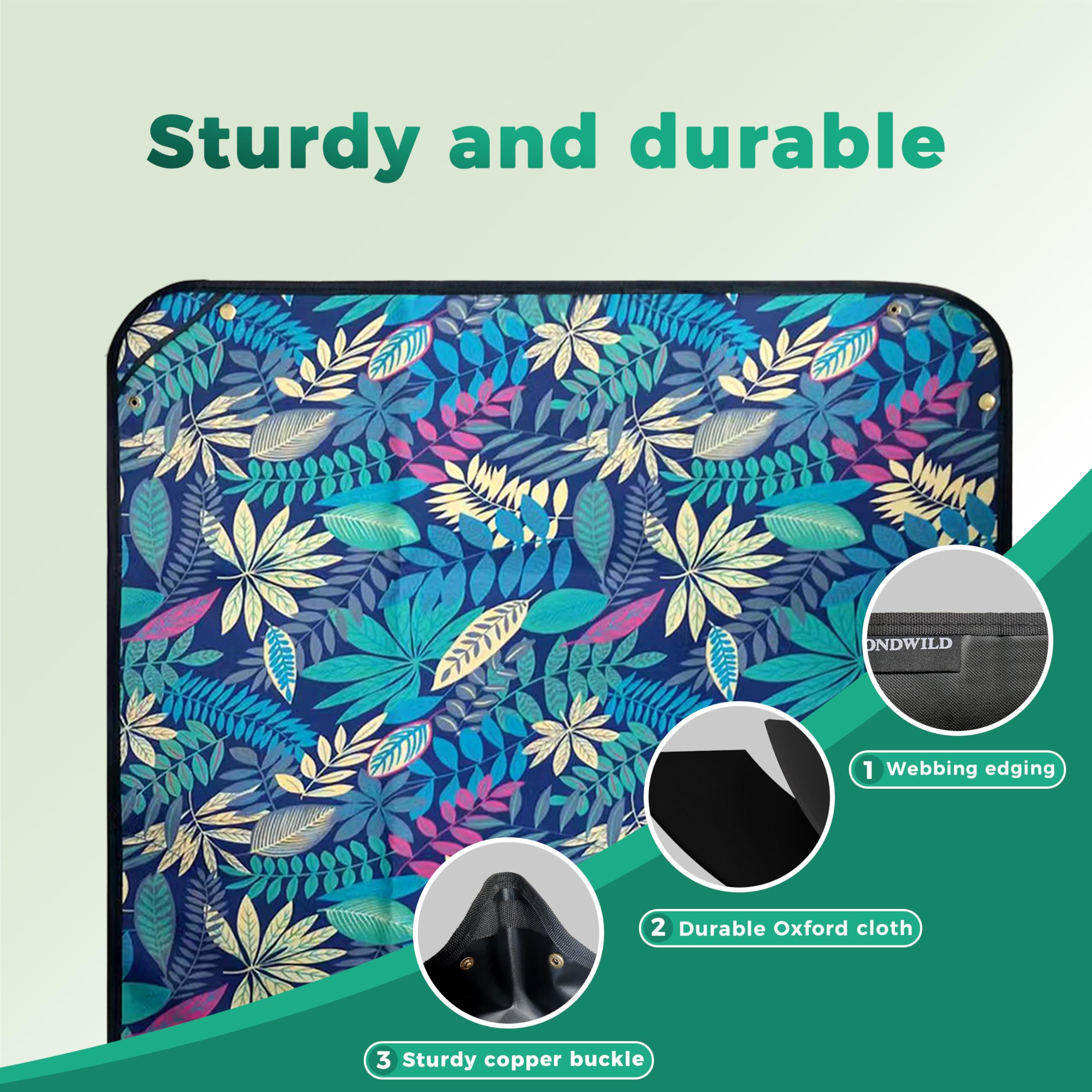 Tapis Imperméable de Rempotage - 100x150 cm Bac de Plantage en Tissu Oxford, Pliable et Portable pour Jardinage d'Intérieur, Contrôle de la Terre (Impression Feuilles Noires)