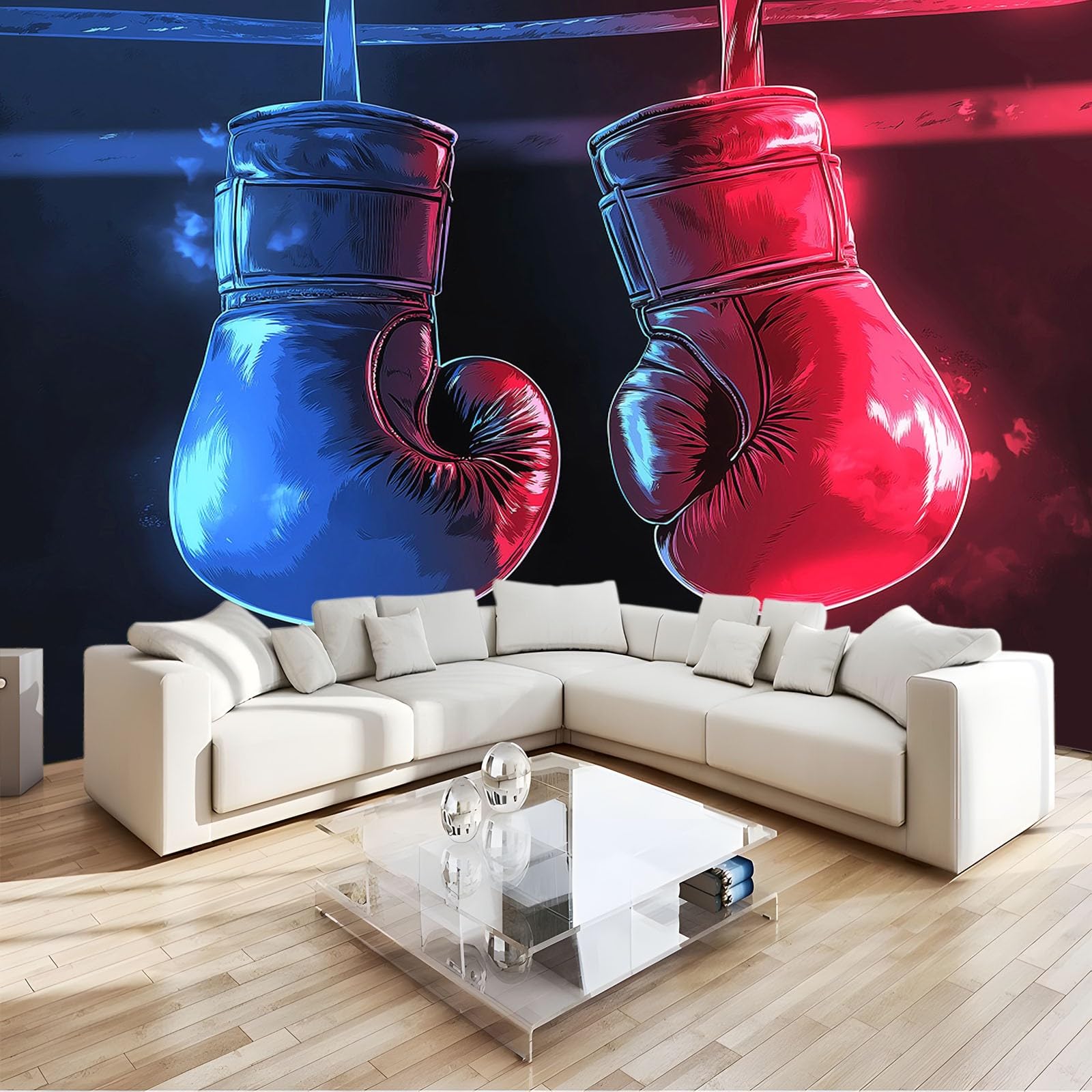 Papier Peint Panoramique Gants De Boxe pour une déco de salon et chambre d'enfants dynamique
