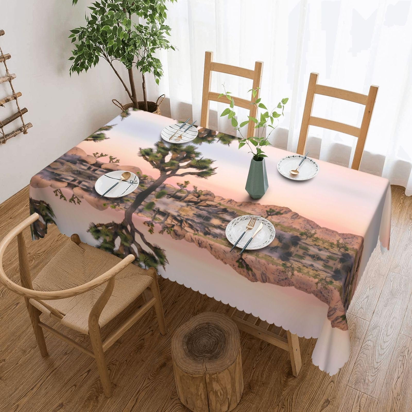 HLSBSSL Africa Tree Patterned square lace tablecloth, wrinkle-resistant and durable, suitable for dining tables, parties, etc.