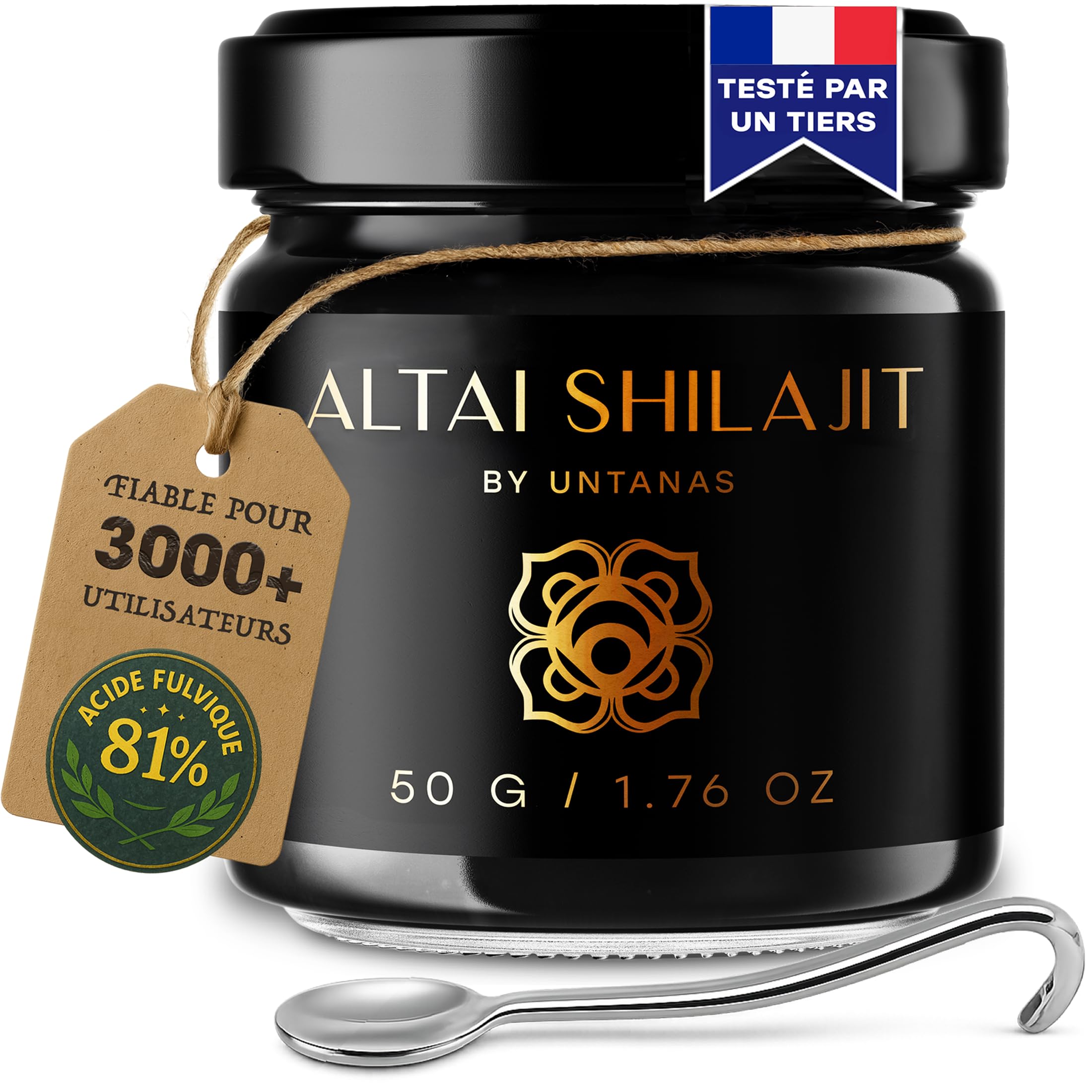 Shilajit Pur de Qualité Or – Résine Authentique de l'Altaï – 50g – Réserve de 6 Mois – Extraction Traditionnelle – Acide Fulvique + Composés Humiques
