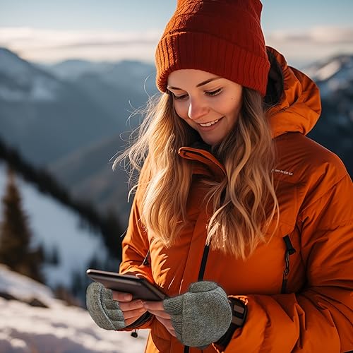 Miniatura 5 de Palmyth Manoplas magnéticas convertibles sin dedos, guantes de pesca de lana, cálidos para clima frío e invierno, hombres y mujeres