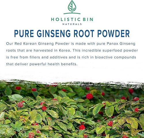 Miniatura 2 de Suplemento de ginseng rojo coreano puro en polvo de Panax Ginseng  Vegano, sin gluten, sin OMG, sin rellenos, rico en ginsenósidos (1.76 oz)