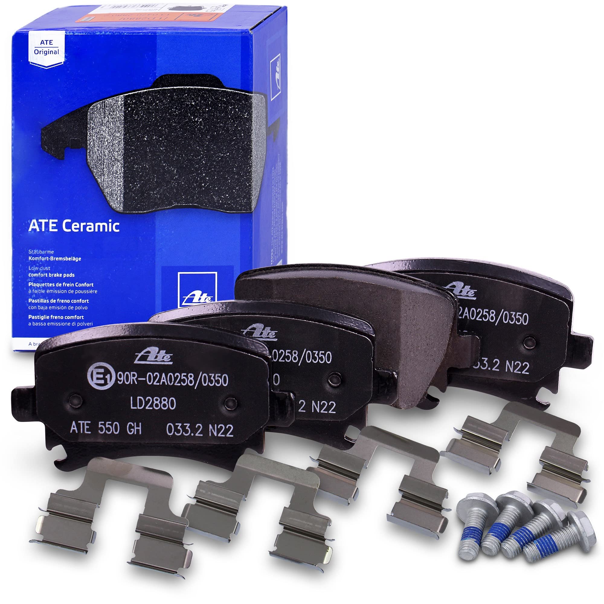 ATE Set di freni per asse posteriore +dischi freno posteriori ¯ 256mm pieni e pastiglie freno ceramiche posteriori Compatibile con AUDI A3, SEAT, SKODA, VW CADDY, GOLF 5+6, JETTA 3, SCIROCCO 3, TOURAN