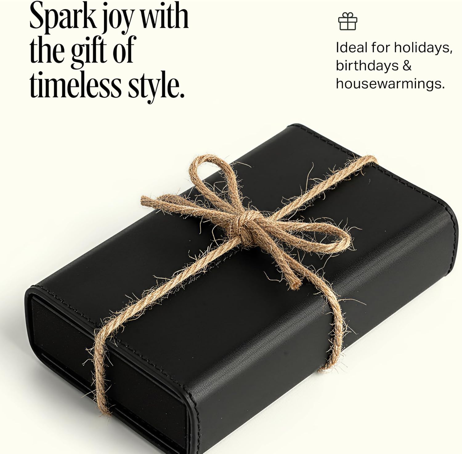 Preston Lane Mayfair Handmade Leather Matchstriker – Decorative Matchbox Holder with Built-In Striker, Stylish Coffee Table & Mantle Accent, Ink