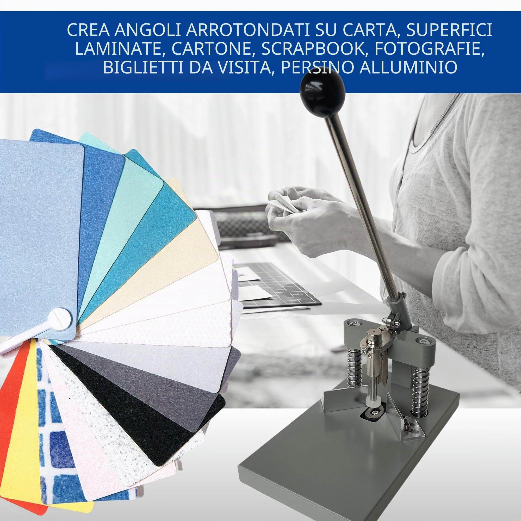 Taglierina angolare per arrotondare gli angoli, perforatrice resistente per cartoncini e carte in PVC, strumento di taglio di precisione per bordi arrotondati, ideale per ufficio e uso aziendale