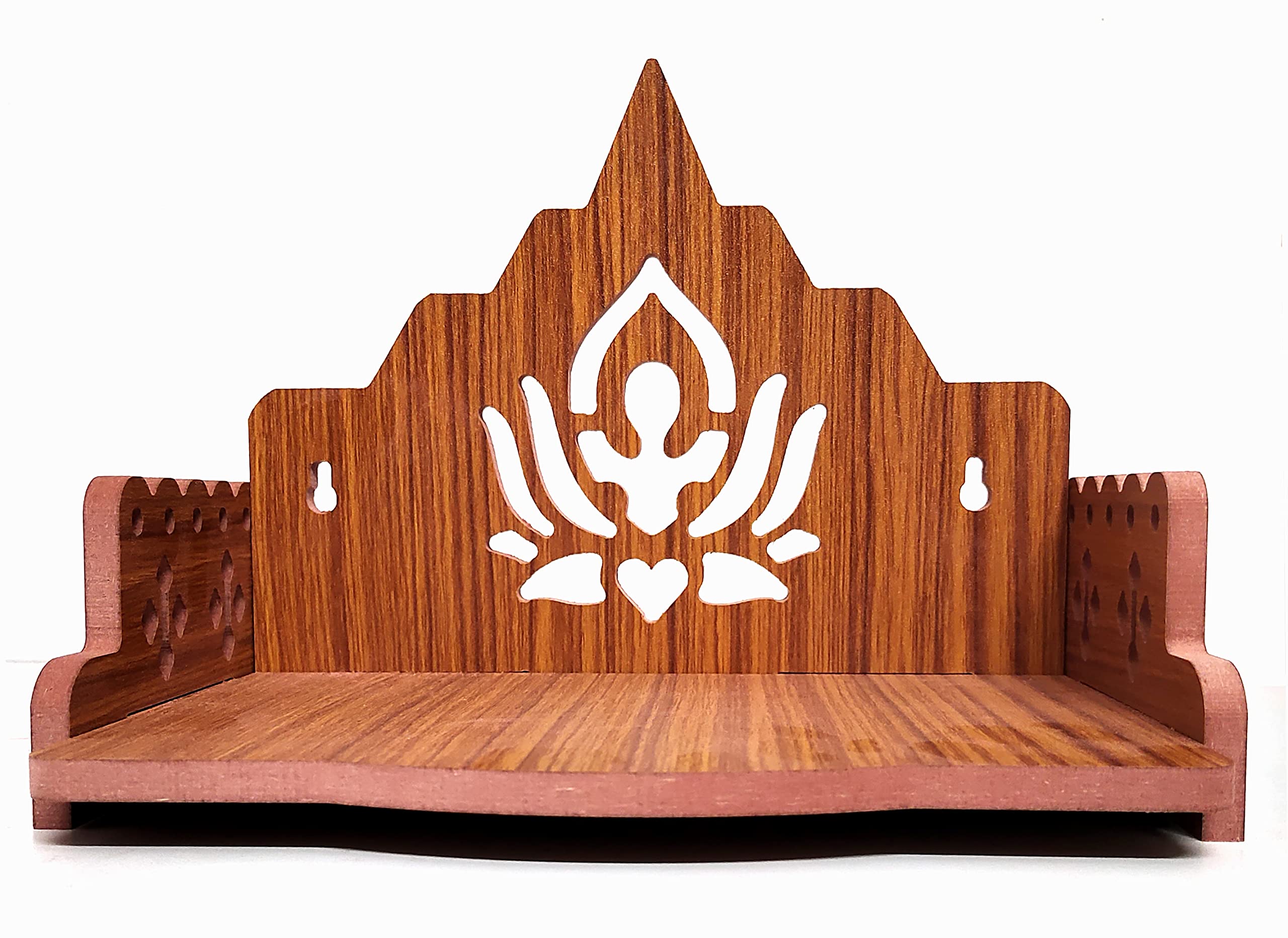Bhavya Art Plywood Small Wooden Temple for Home Office and Shop/Wall Hanging Temple/sinhasan/Pooja mandir/Pooja Stand/Hindola (wdn triasan)