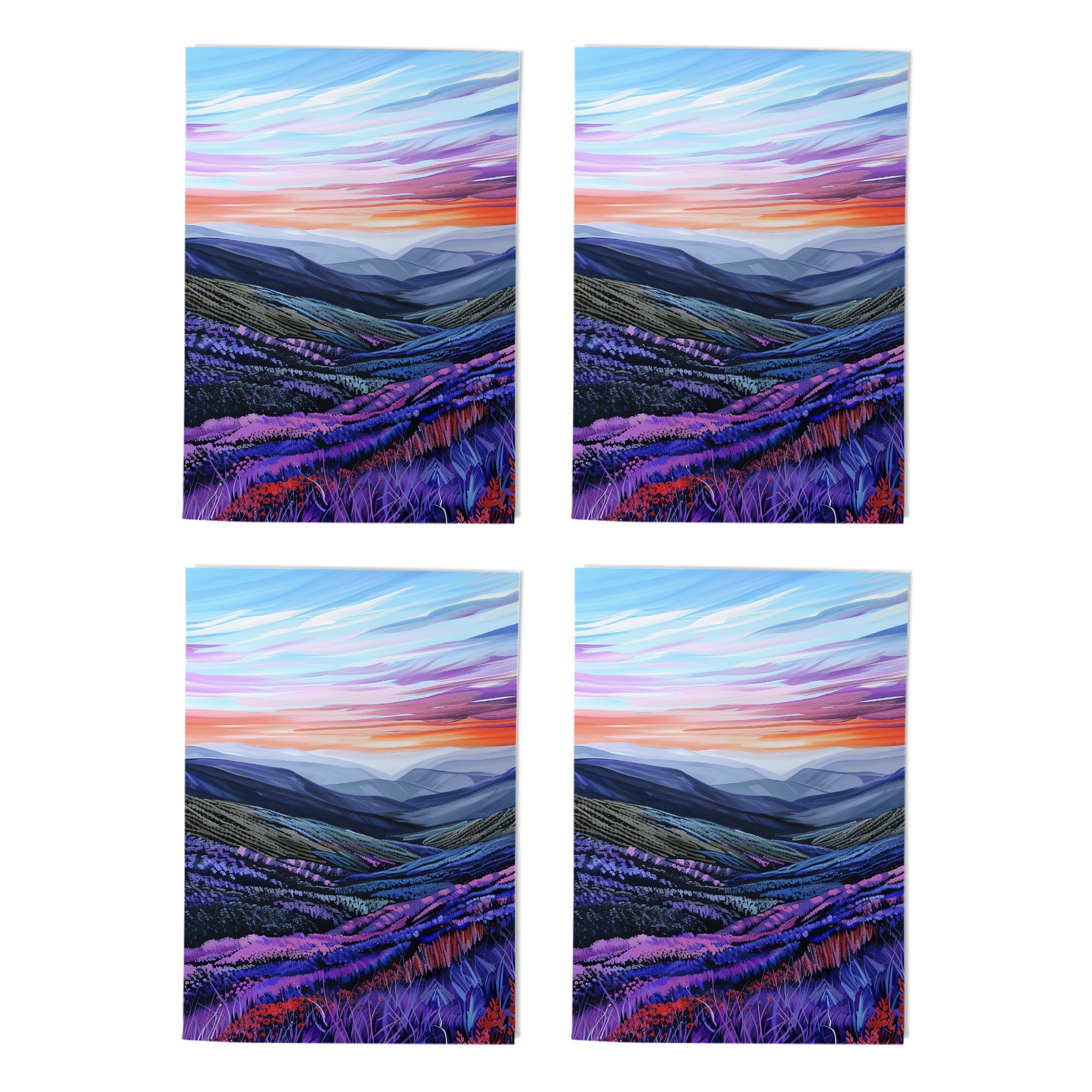 Scottish Heather Cairngorms Art Cards Multipack of 4 Scotland Landscape Greeting Cards For Any Occasion Blank Inside A6 10 x 15 cm