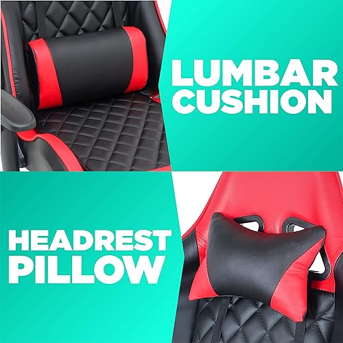 Miniatura 6 de Comfty Sillas de cuero acolchadas de diamante rojo y negro, multicolor