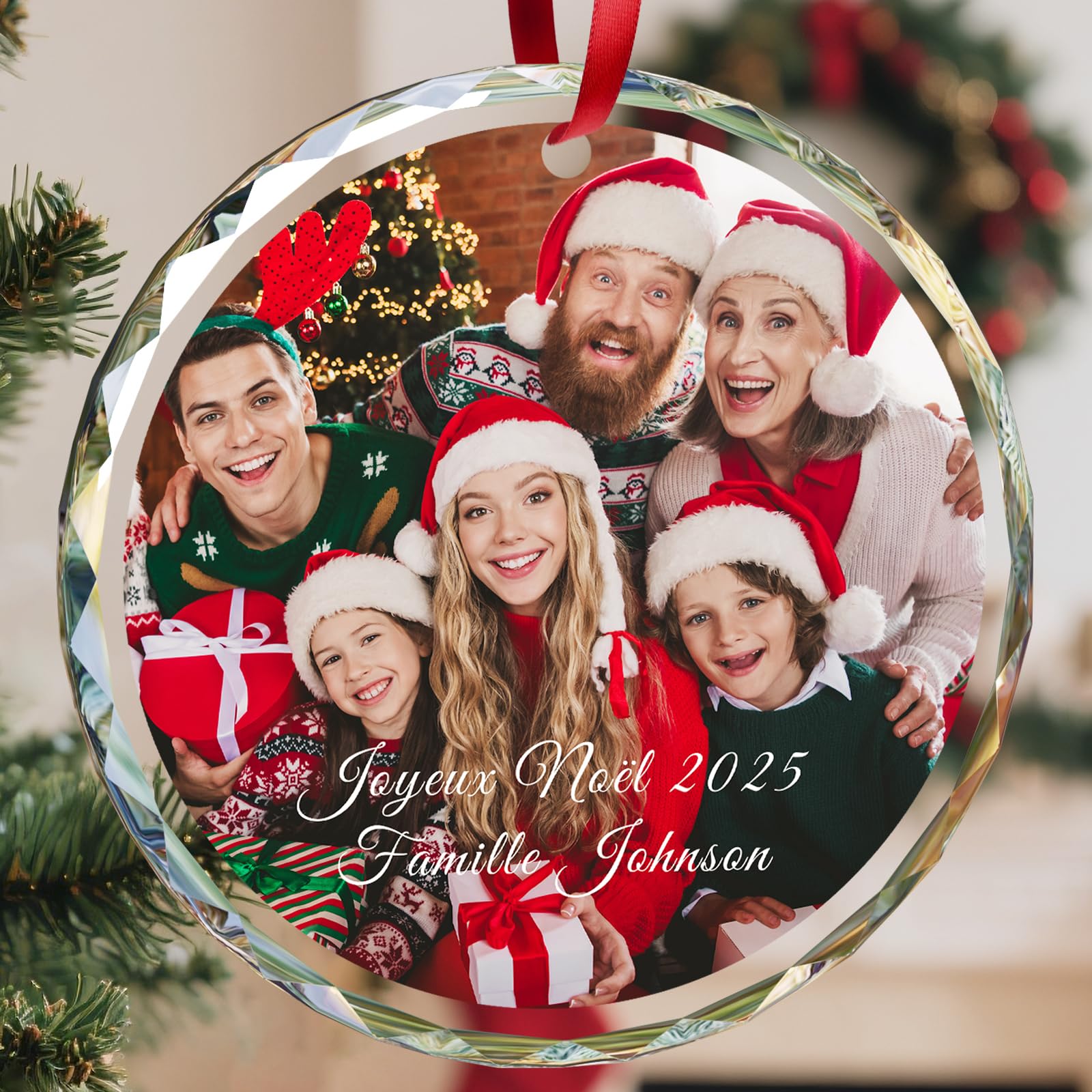 Boule De Noël Personnalisable Avec Votre Photo - Décoration Originale Pour Couple - Idée Cadeau Romantique Pour Premier Noël Ensemble