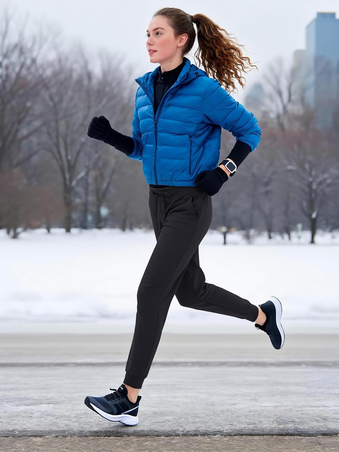 MAGCOMSEN Women's Fleece Lined Joggers High Waisted Water Resistant Thermal Winter Hiking Running Sweatpants with Pockets - Image 7