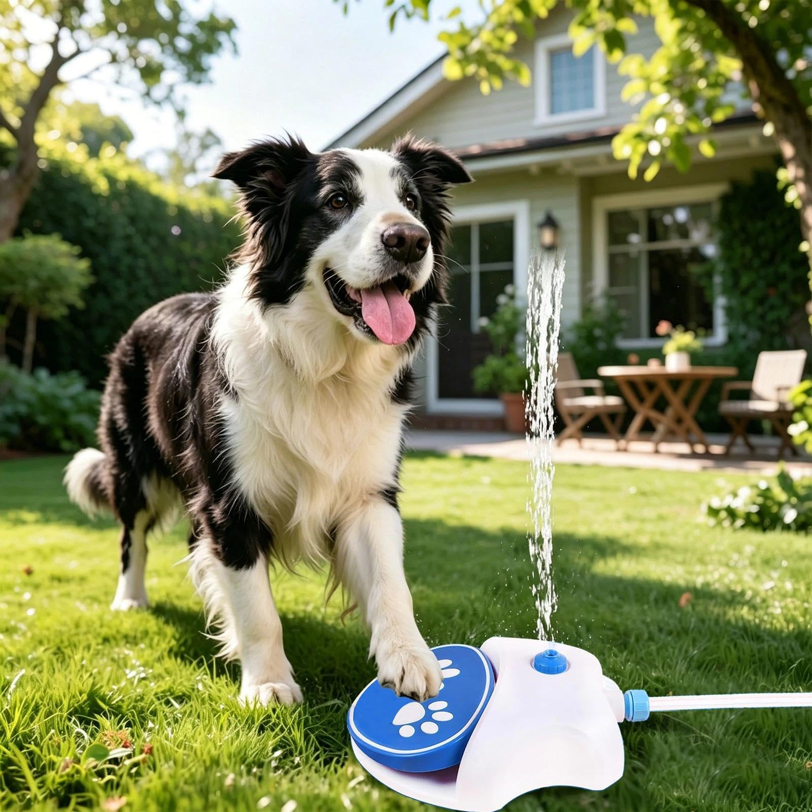 wasserfontäne mit Pedal,wasserspielzeug Hund gartenschlauch,Hunde Wasser Spielzeug,Dog Water Fountain Outdoor,Step On Activated Dog Water Dispenser,Sprinkler paw Activate,hundespielzeug fontäne (A)