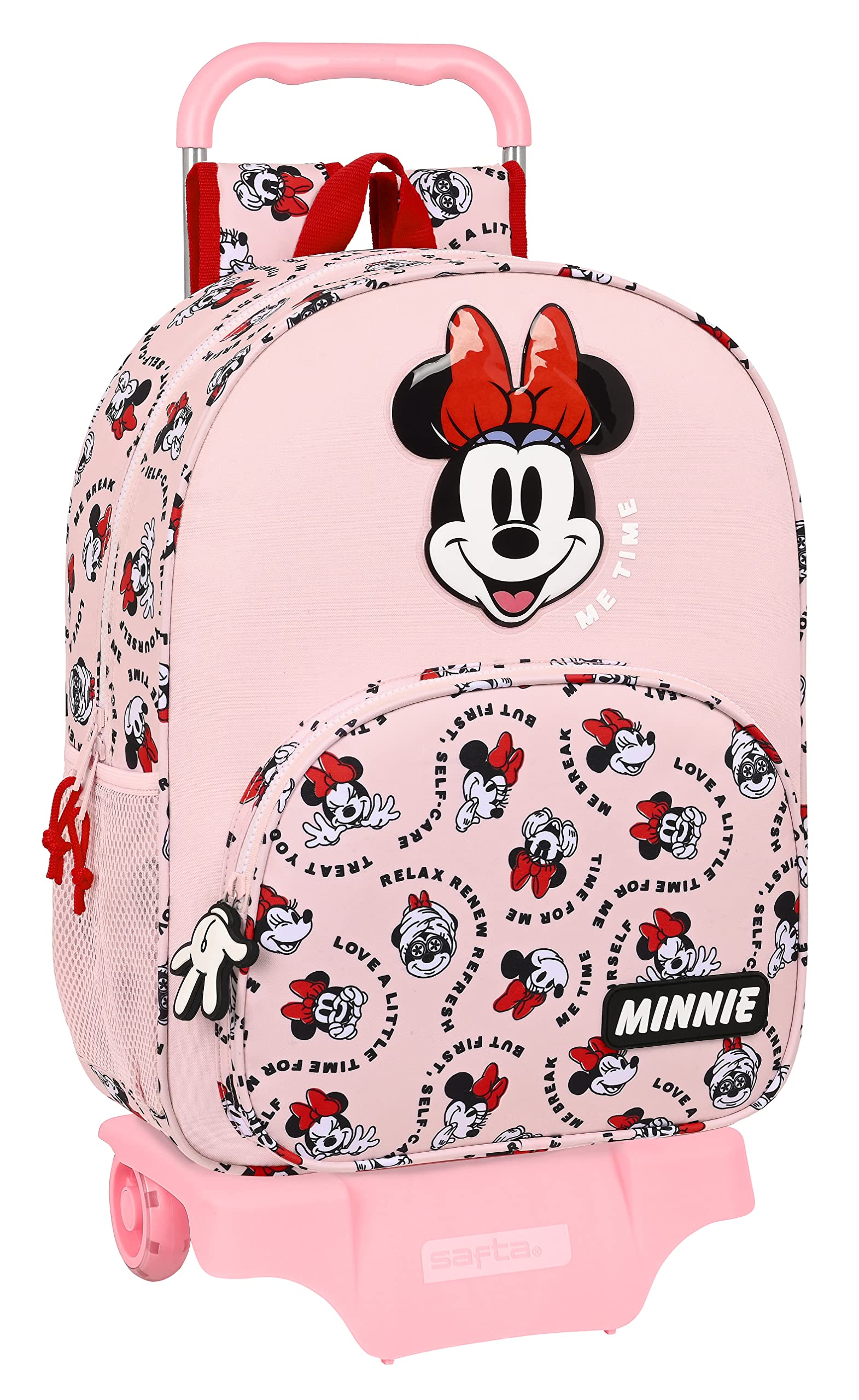 MOOS MINNIE MOUSE Me Time - Mochila Escolar Grande con Carro, Mochila Niño, Mochila Infantil, Adaptable a Carro, Ideal para Niños, Cómoda y Versátil, Calidad y Resistencia, 33x15x42 cm, Color Rosa claro