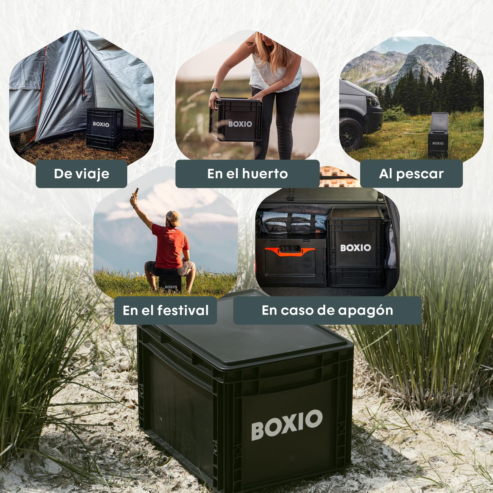 BOXIO Toilet WC portatil Camping, WC Inodoro portatil Completo, sin químicos, Formato Compacto: 30 x 40 x 28 cm, ecologico Inodoro seco Camper
