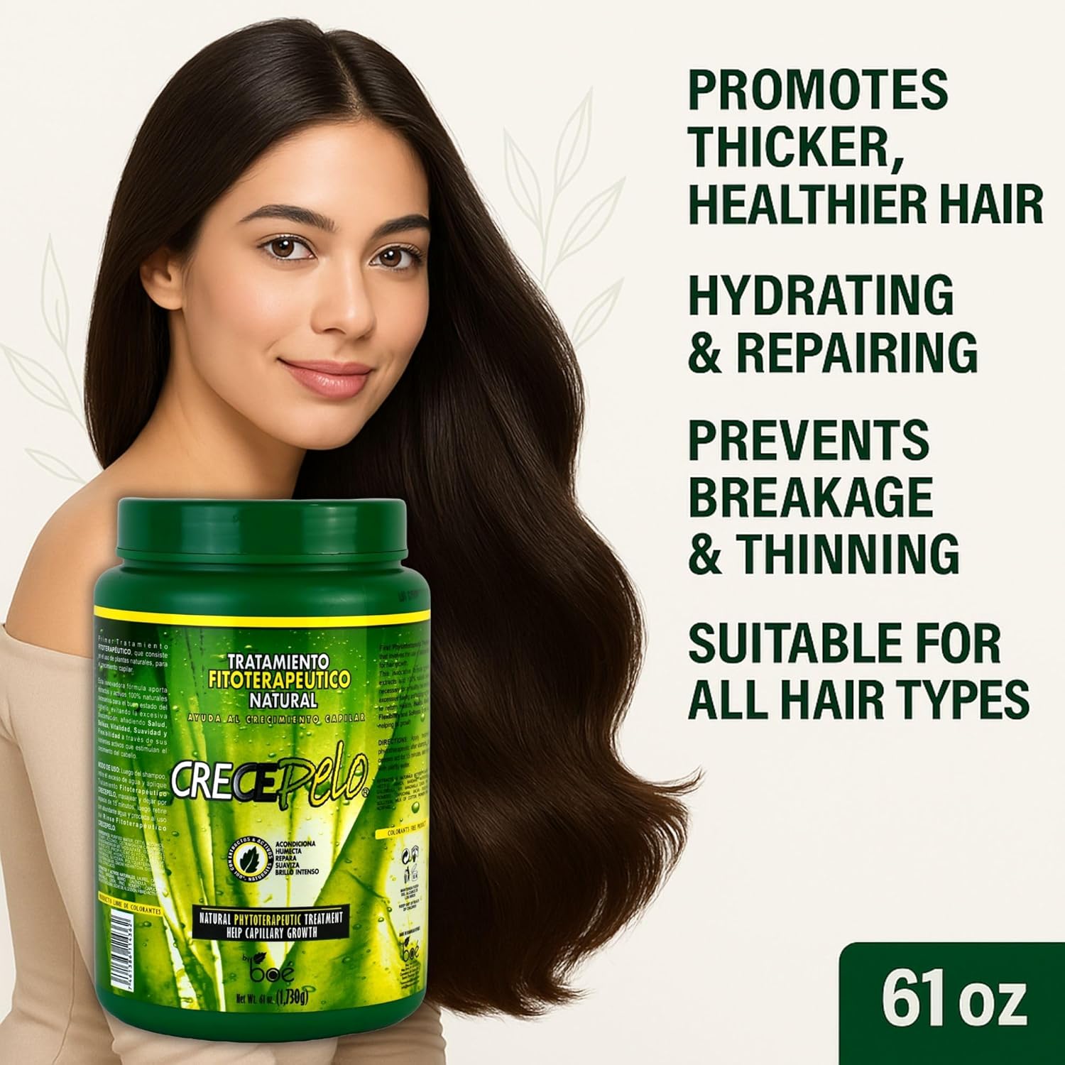 Back label of Crece Pelo product with English safety information