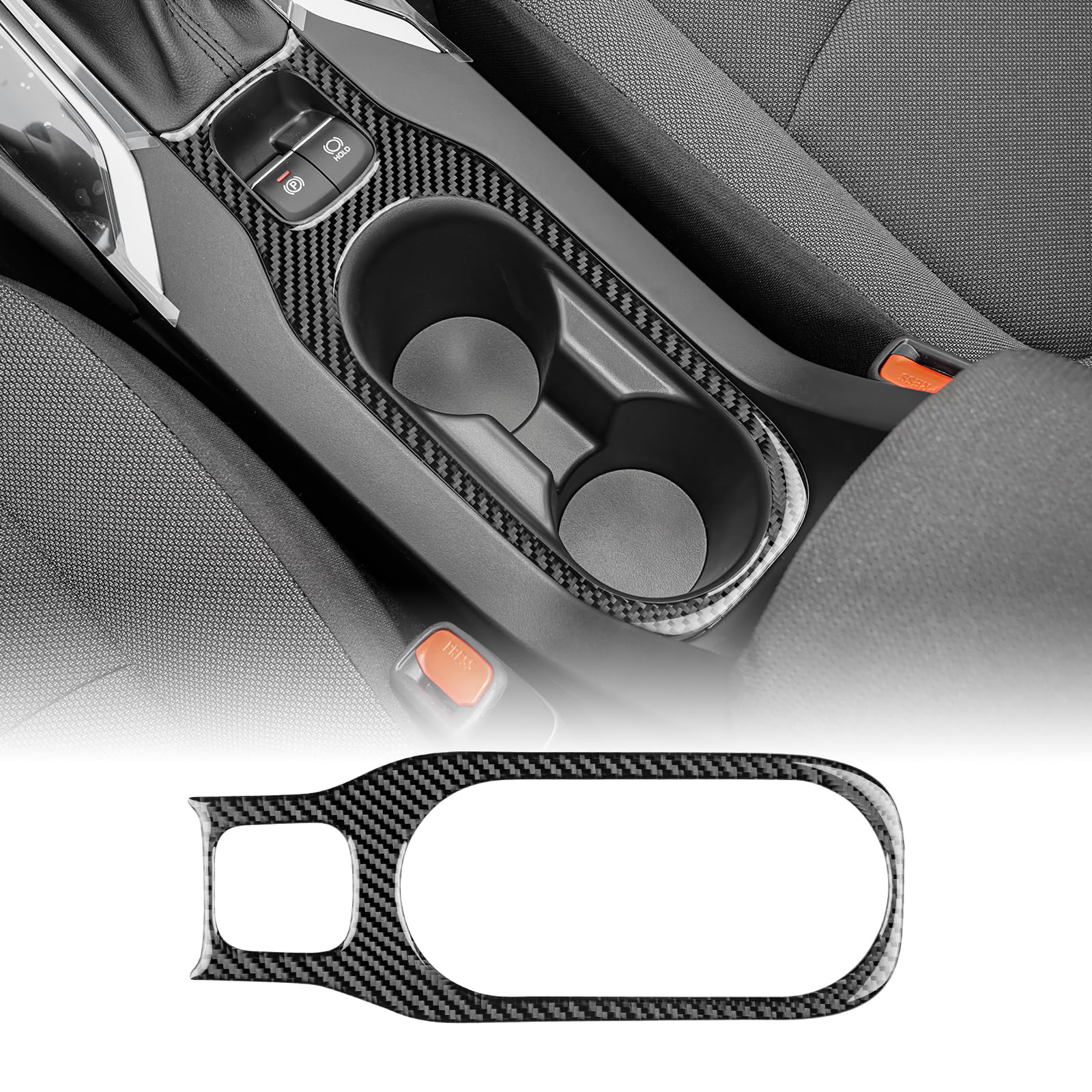 KUNGKIC Fibra de carbono Coche Taza Agua Marco Portavasos Panel Adhesivo Interior Decorativo Compatible con Toyota Corolla 2019 2020 2021 2022 Accesorios Negro