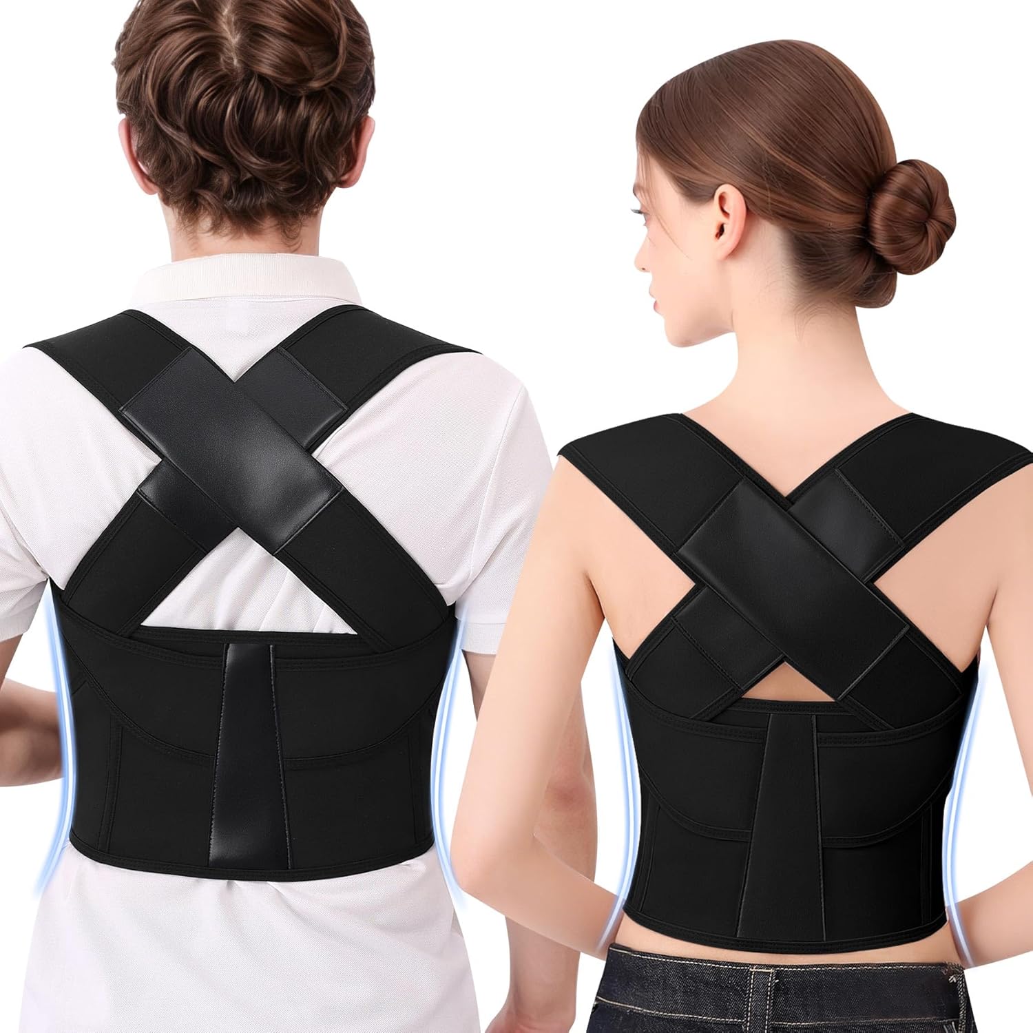 Back Brace Posture Corrector for Women And Men Support Straightener Scoliosis Upper Highest Rated Hunchback Thoracic Device Straps Upright Full Shoulder Fixer Body Poster Trainer Black Medium