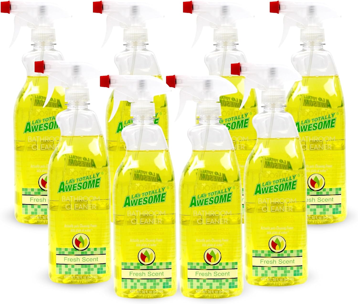 La's Totally Awesome Bathroom Cleaner, Removes Soap Scum & Stubborn Stains, Plant-Derived Formula, 32 Fl Oz (Pack of 8)