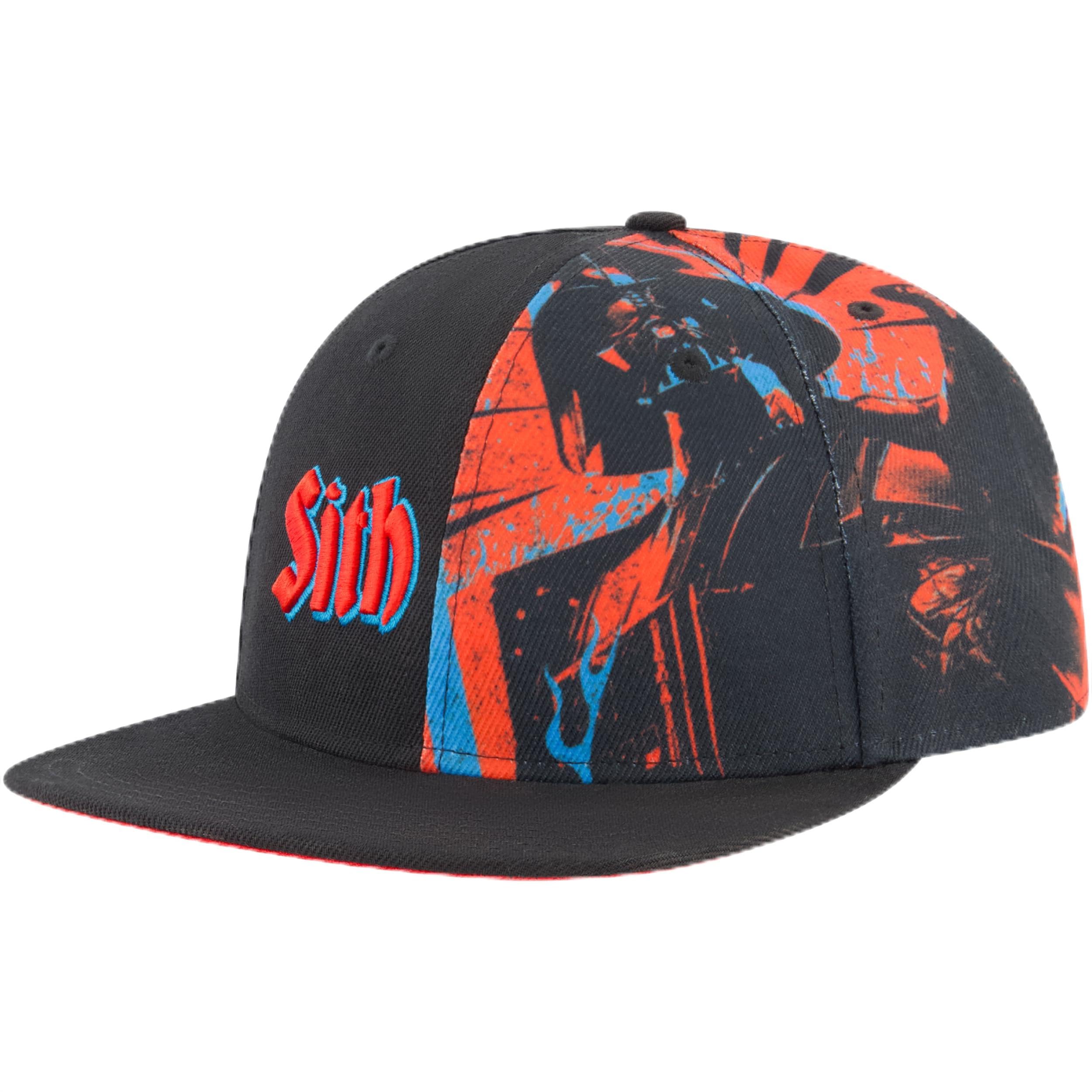 STAR WARS Baseball Cap, Sith Graphics Adult Snapback Hat with Flat Brim, Black