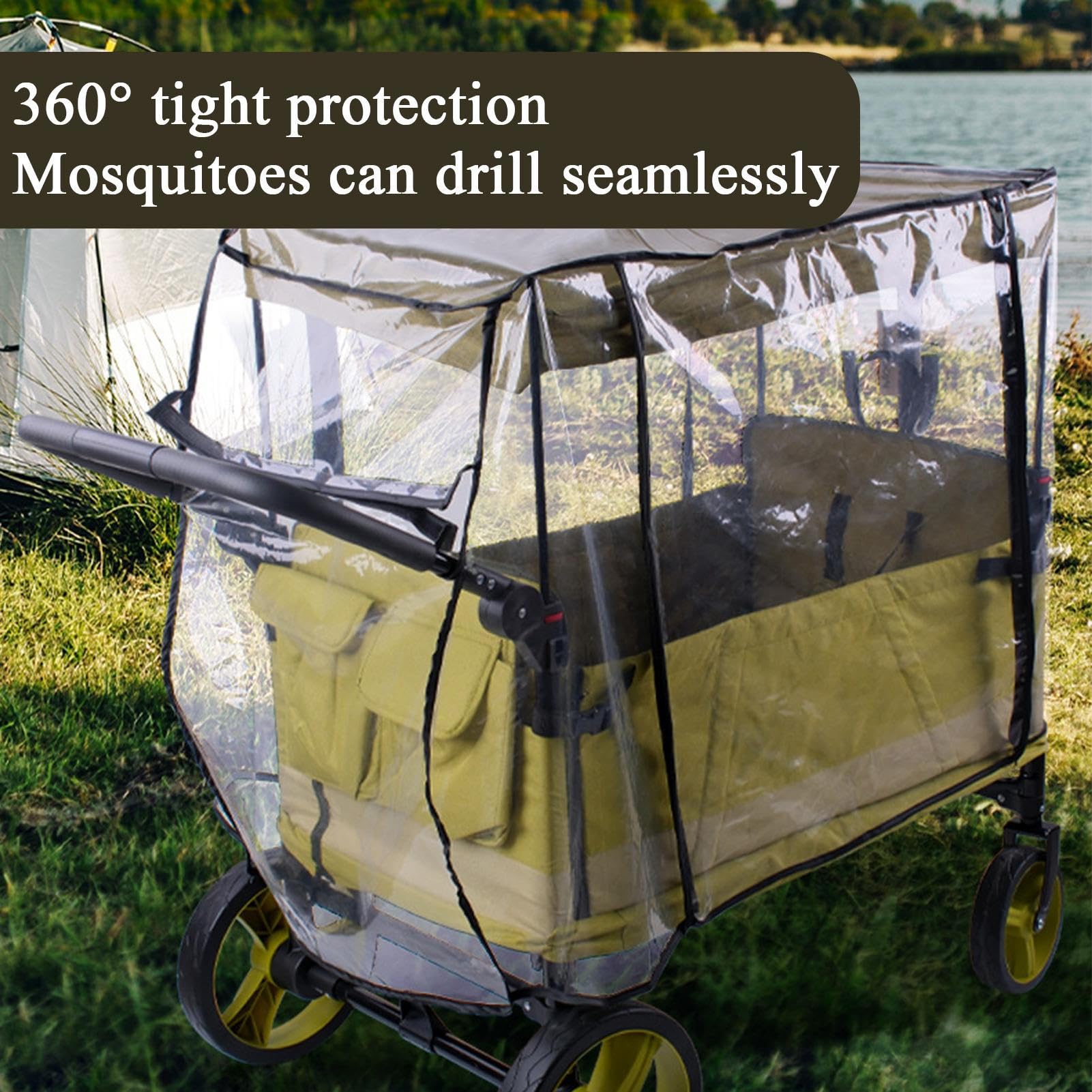 Housse de Pluie pour Poussette Protection Anti-Vent et Canopée Universelle