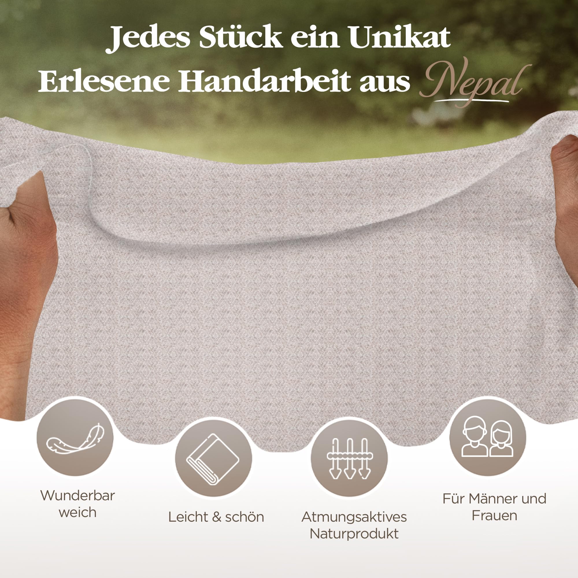 Sommerschal Damen aus 100% Kaschmir – Handgewebter Kaschmirschal mit Karomuster – Leichtes Halstuch, Stola & Tuch für Frühling & Sommer – Unisex, Hergestellt in Nepal (68x190 cm)