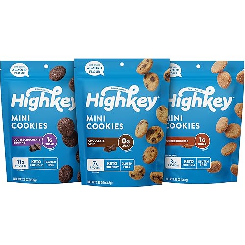 HighKey Sugar Free Cookies - Paquete variado de galletas sin azúcar 675 oz Keto Zero Carb 3 paquetes de galletas con chispas de chocolate
