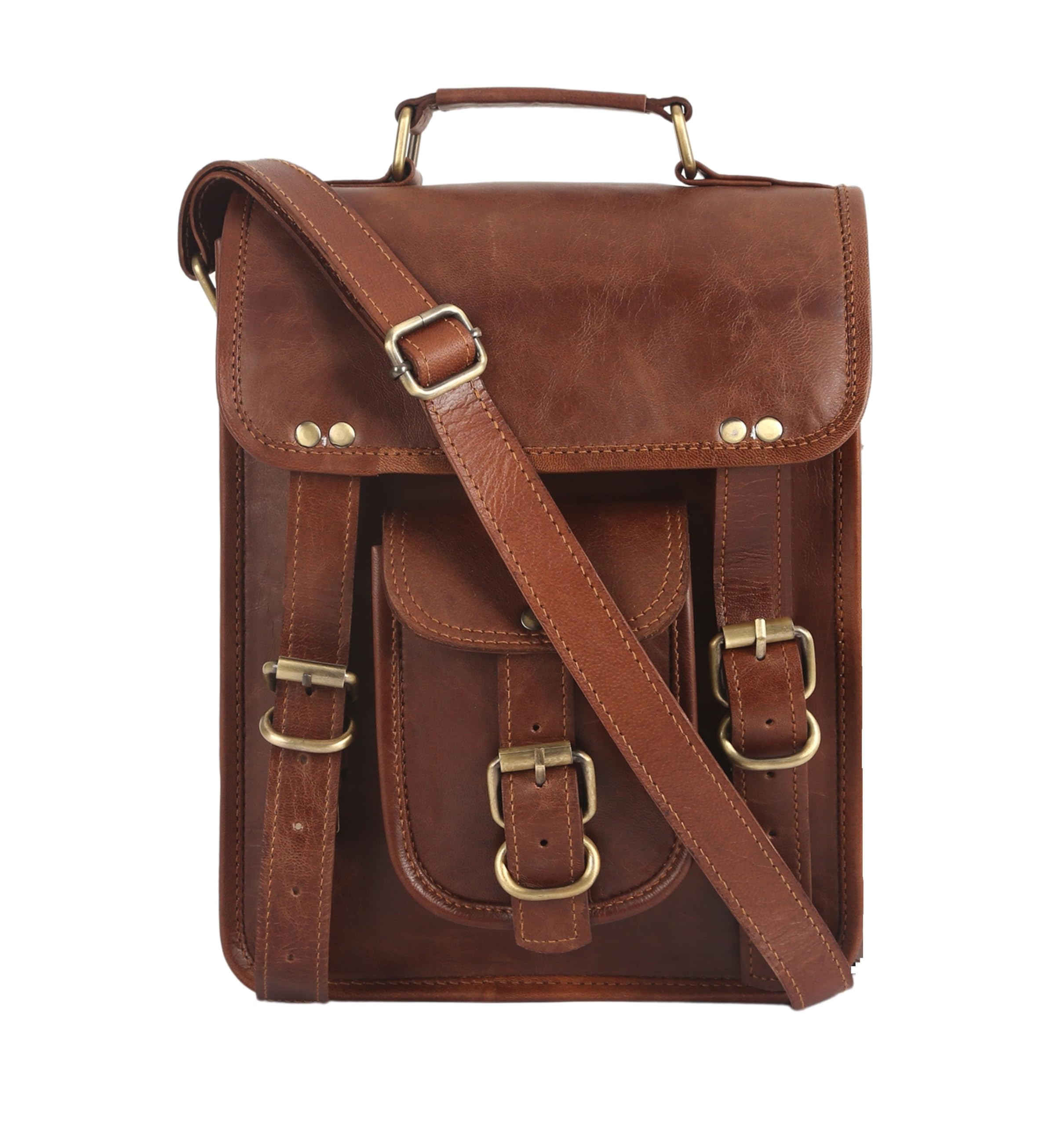 URBAN LEATHER 12 inch Small Messenger Bag Shoulder Bags Cross Body Brown Vintage Satchel Handbag for Men Women Tablet Purse
