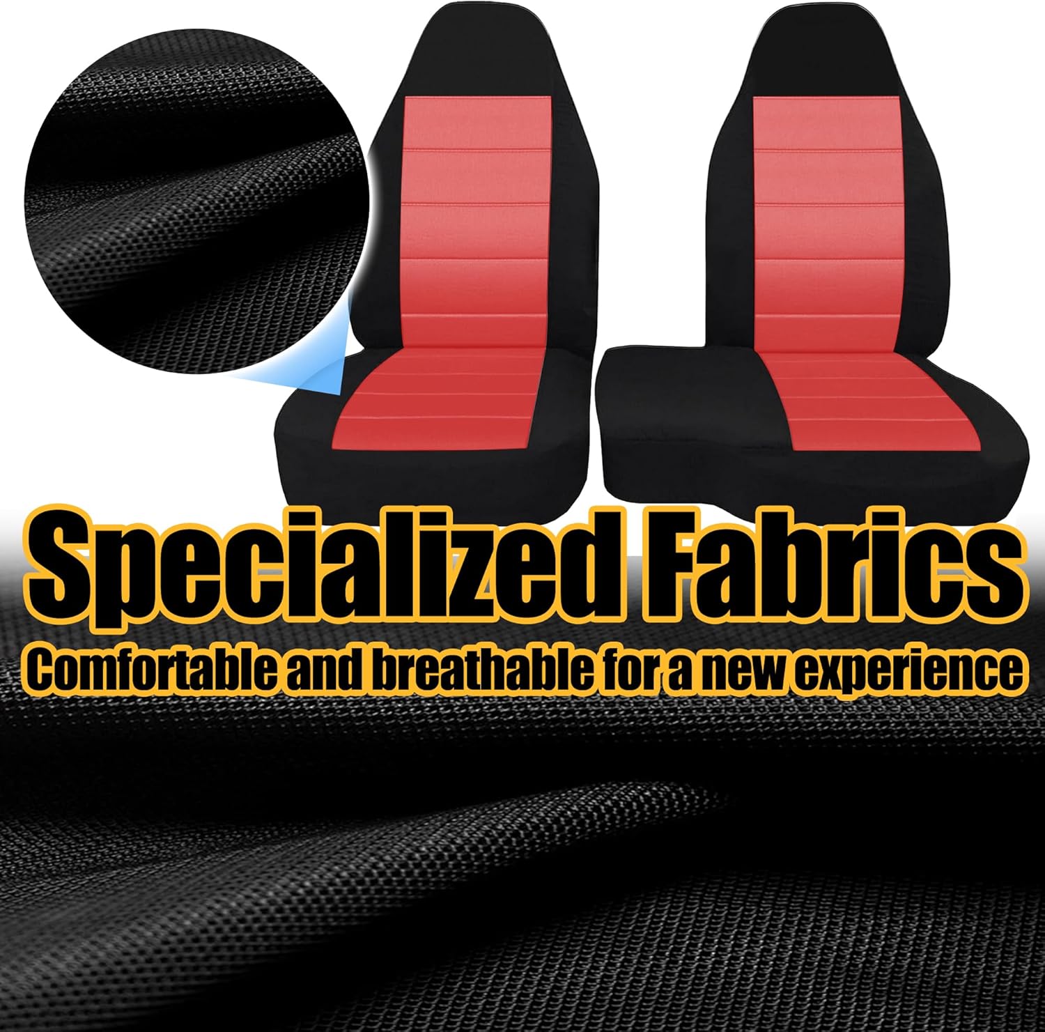 2PCS Front 60/40 High Back Bench Seat Cover for Ford Ranger XLT 2004 2005 2006 2007 2008 2009 2010 2011 2012 (Without Console Cover) -Red