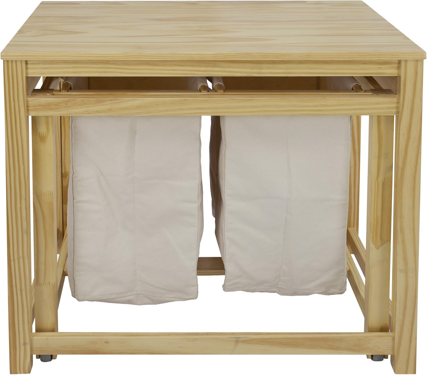 Natural Solid Wood Collapsible Laundry Hamper with Wheels