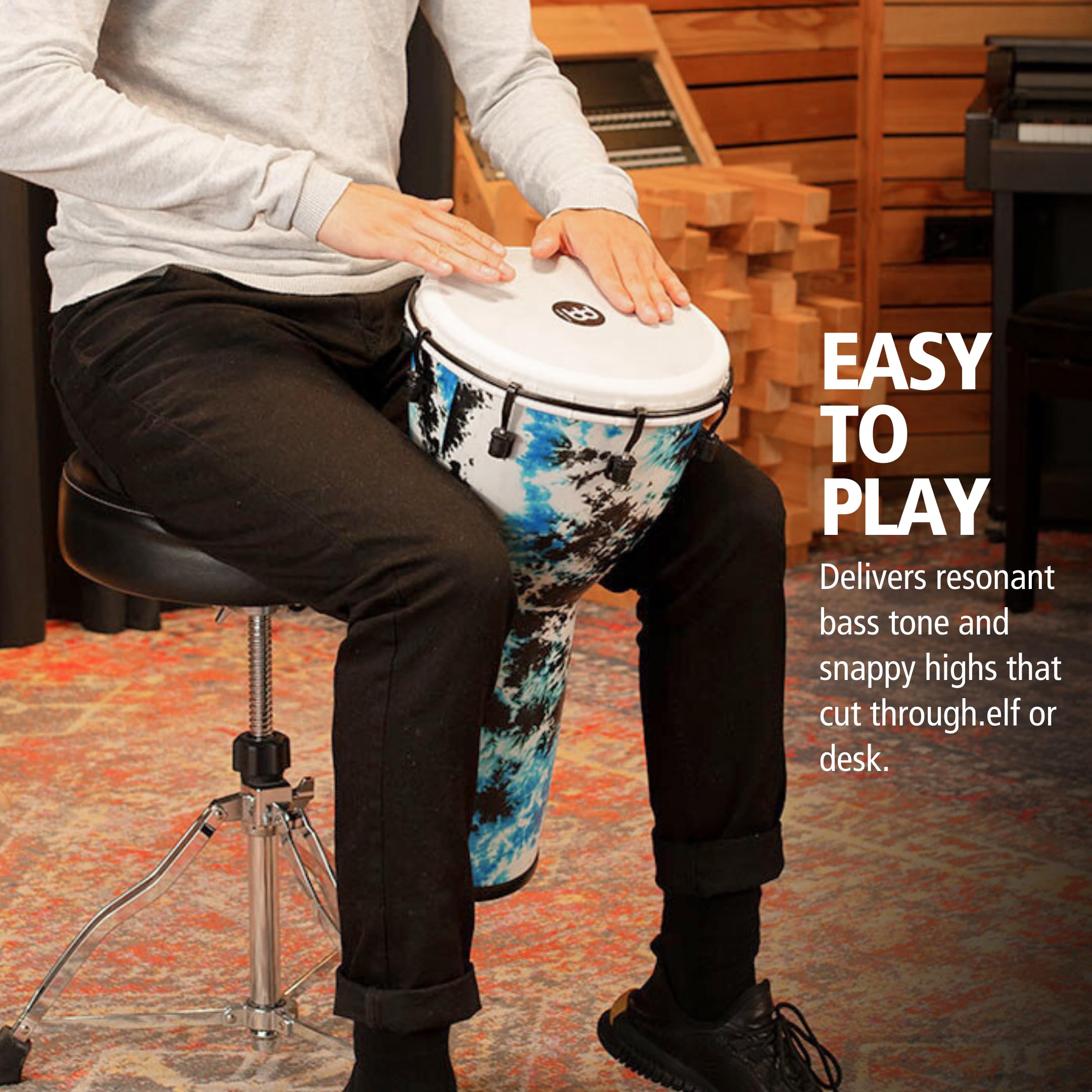 Meinl Instrumento circular de tambor de mano de percusión con carcasa sintética y cabeza, serie Alpine - No fabricado en China - Fácil afinación (ADJ10-GB)