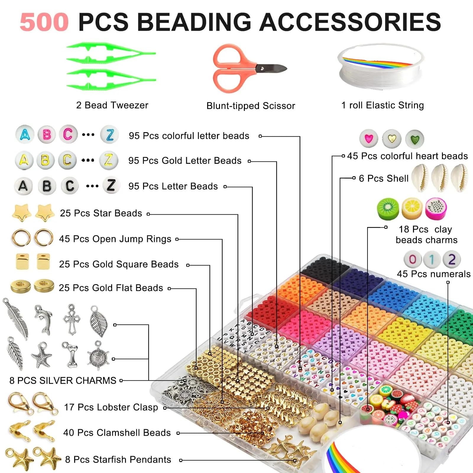 Abalorios Para Hacer Pulseras Kit de fabricación pulseras cuentas arcilla DIY, 5100 Uds., con y dijes