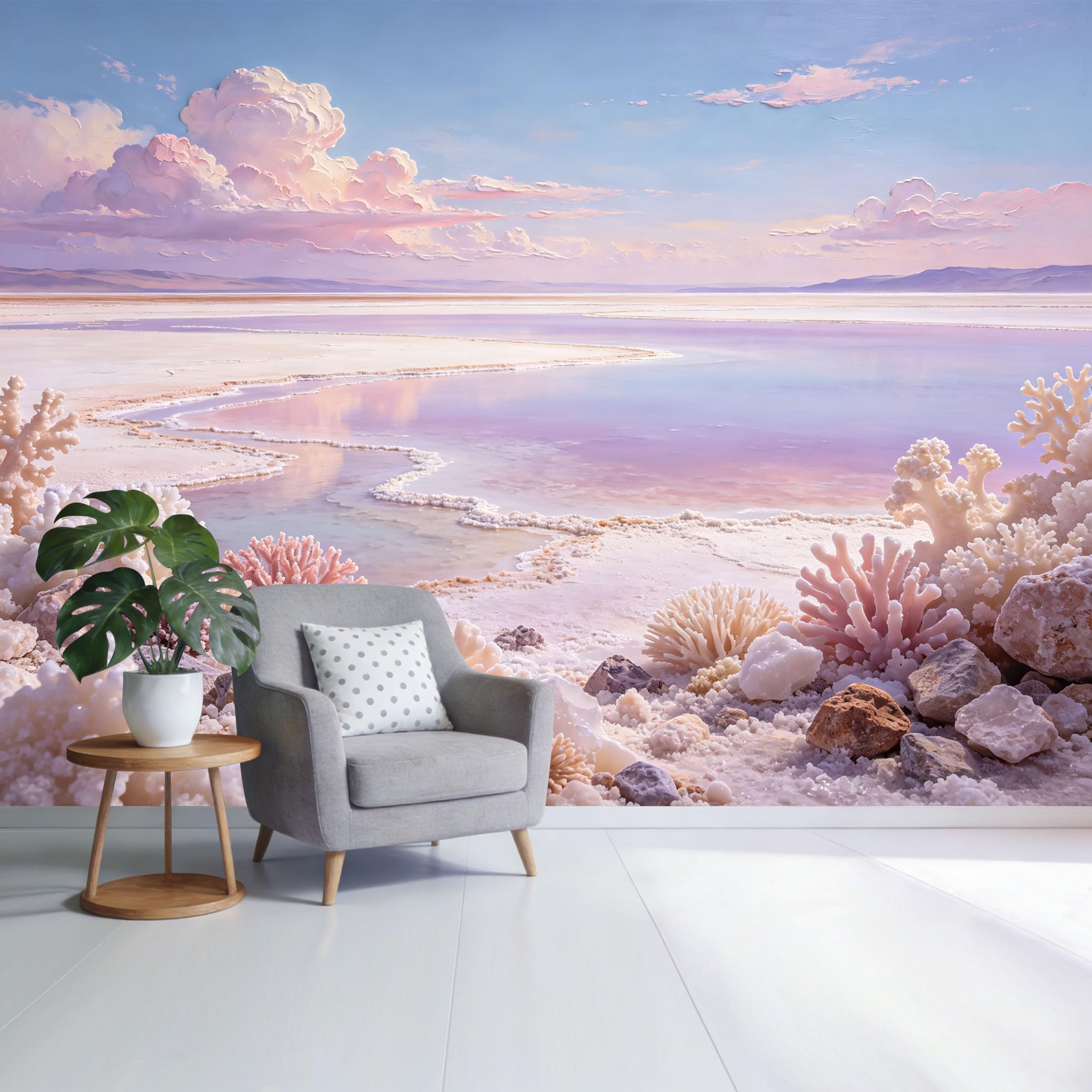Custom Size Wall Mural Pastel Coastal Coral Landscape Ocean Shore Sunset SelfAdhesive Wall Fabric Removable Wallpaper for Home Office Decor