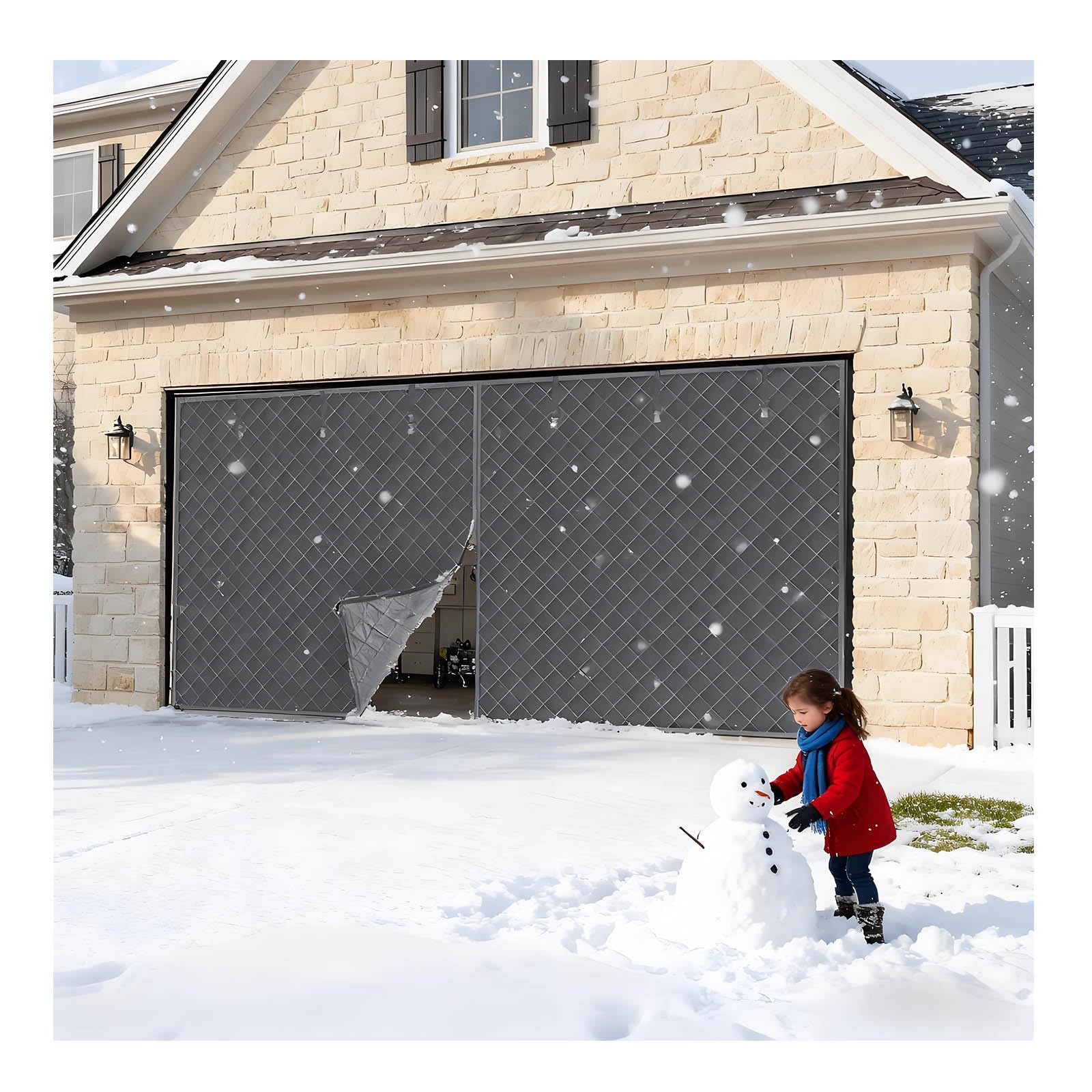 Housse de porte magnétique thermique contre le froid 274 x 213 cm gris