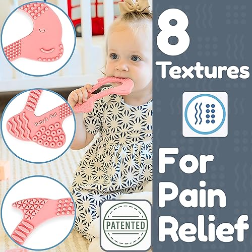 Miniatura 2 de Juguete de dentición para bebés, 8 texturas para aliviar el dolor, mordedores de silicona de delfín para bebés, fácil de sostener, masticar y