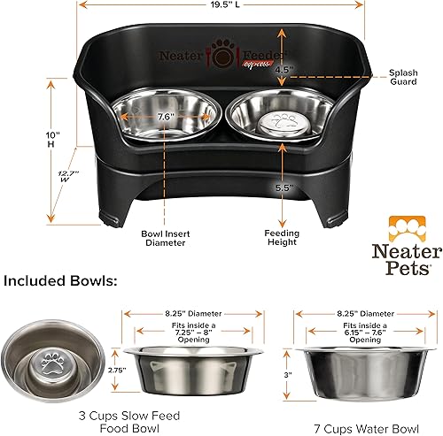 Miniatura 9 de Neater Feeder Express by Neater Pet Brands - Cuencos para perros medianos o grandes, color negro de medianoche paquete que incluye cuenco de