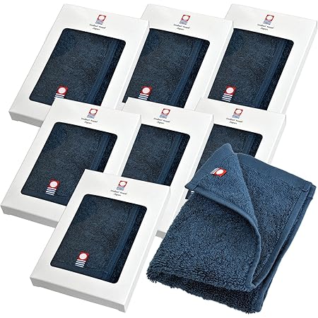 Amazon ブルーム 今治タオル 認定 ジャストフェイスハンカチ ネイビー 8個 プチギフト G 日本製 タオル ギフト ボックス入り タオルセット ホーム キッチン オンライン通販