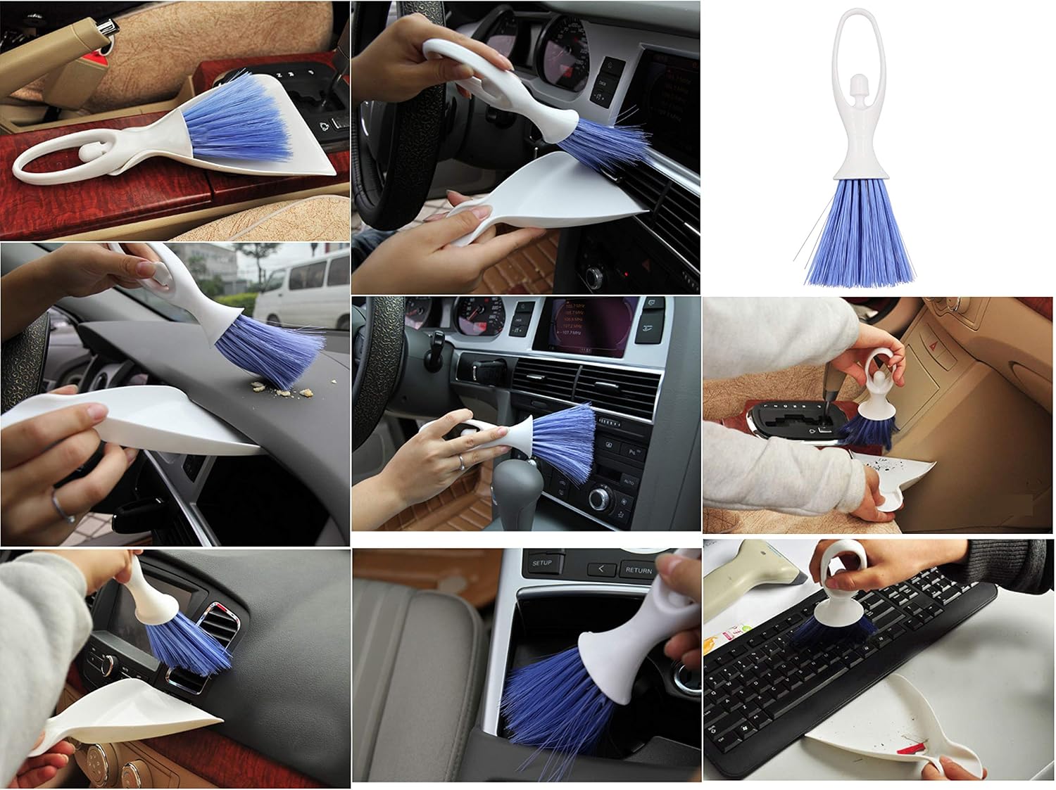 LBY Hand Broom and Dustpan Set, Mini Brush Nesting Tiny Cleaning Whisk, Ergonomic Grip Handle for Desk, Keyboard, Car Cleaner Tools 2 in 1