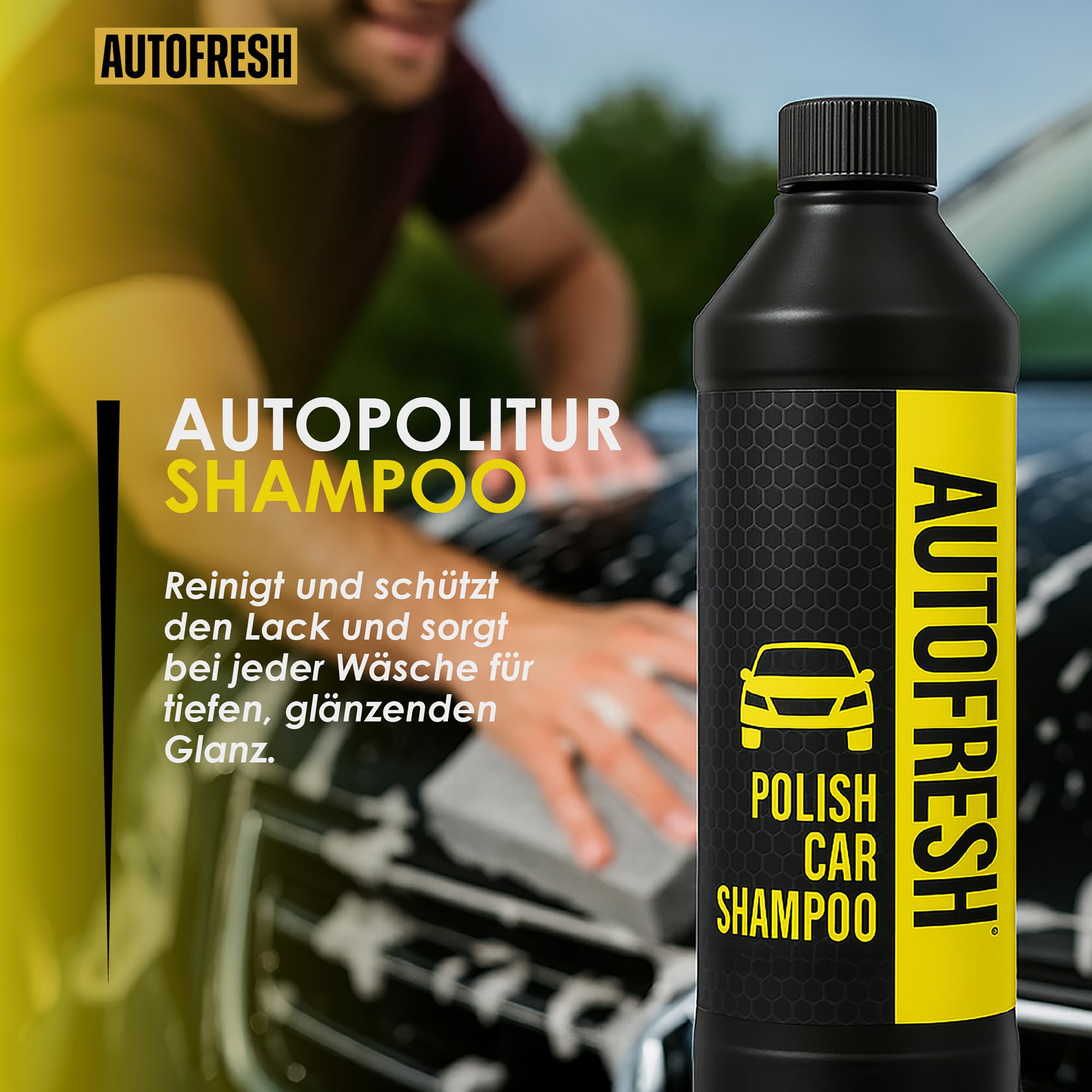 Autopflegeset 9-teilig - Auto Reinigungsset für Innen & Außen - Inkl. Felgenreiniger, Shampoo, Polsterreiniger, Cockpitspray, Reifenglanz, Schwamm & Eimer - Großes KFZ Pflege Set
