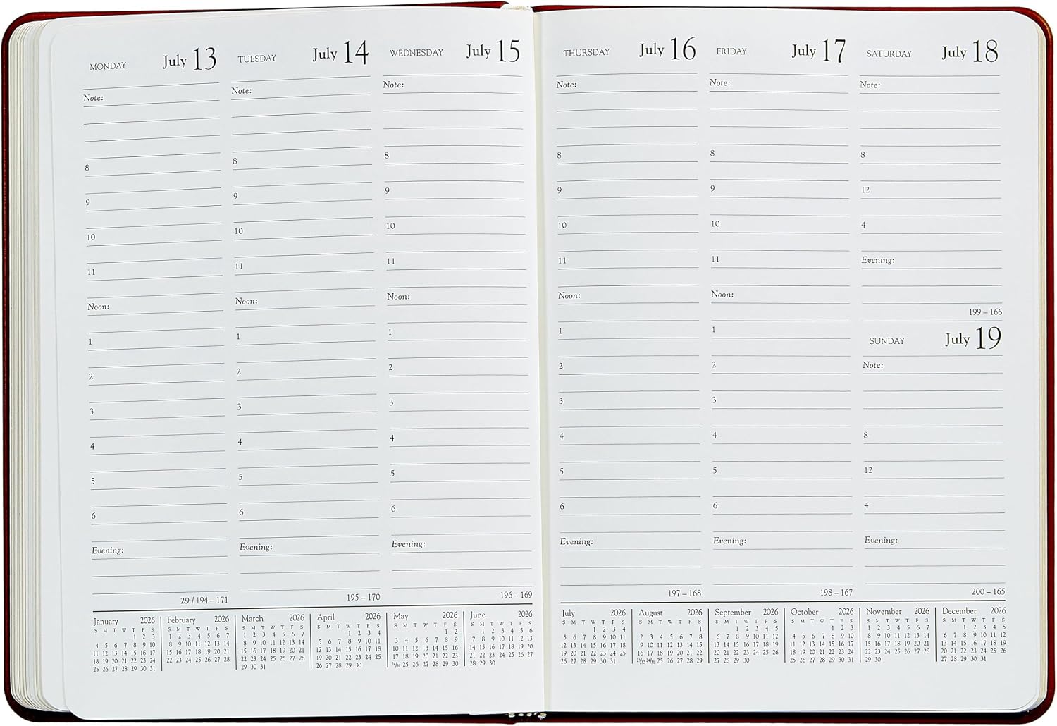 Graphic Image 2026 Desk Diary Agenda Appointment Book Planner, Brown Trad Leather, 7x9" - Published and Bound in The USA