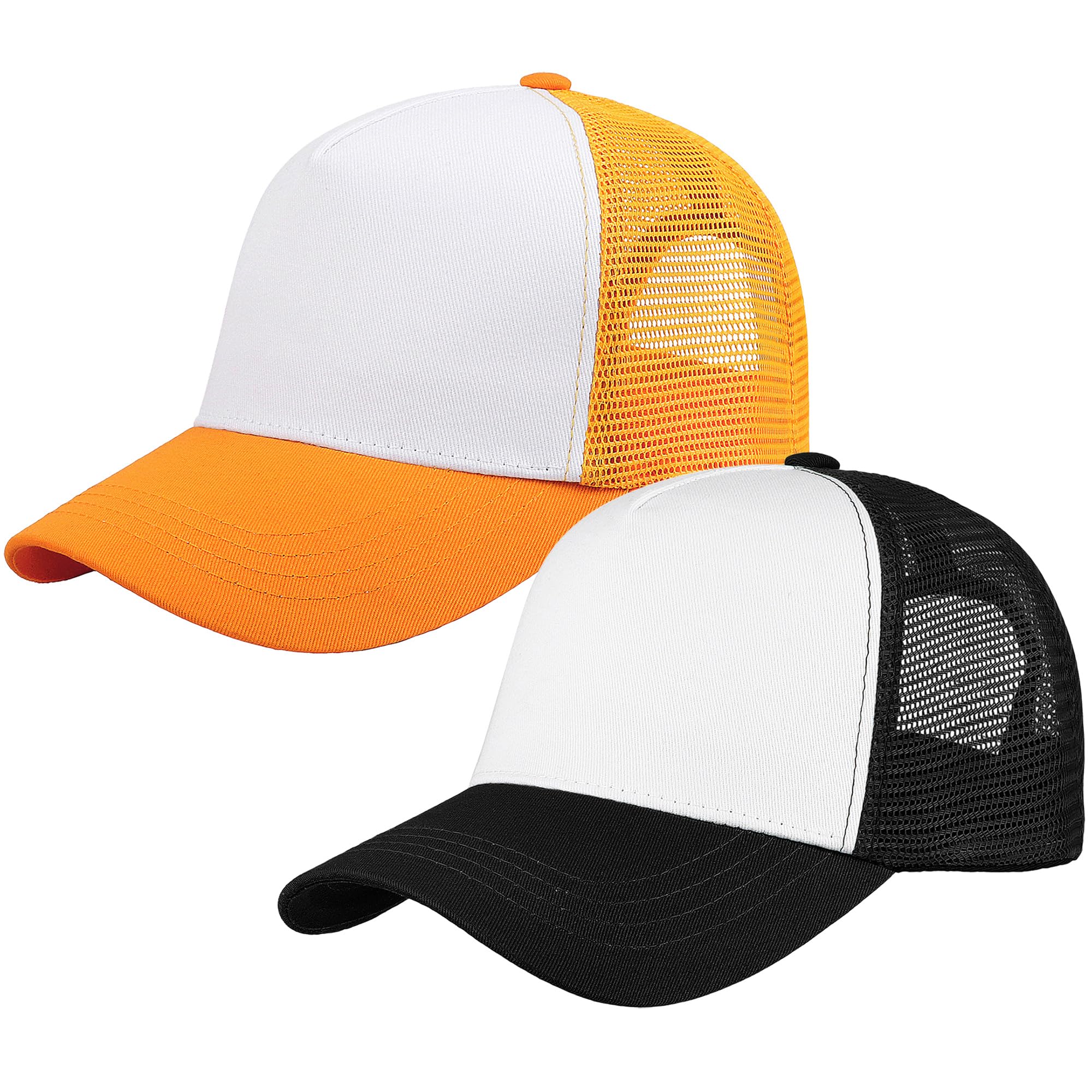 Falari 5-Panel Mesh Baseball Cap, Trucker Hat, Structured Plain Design, Cotton, Adjustable Size
