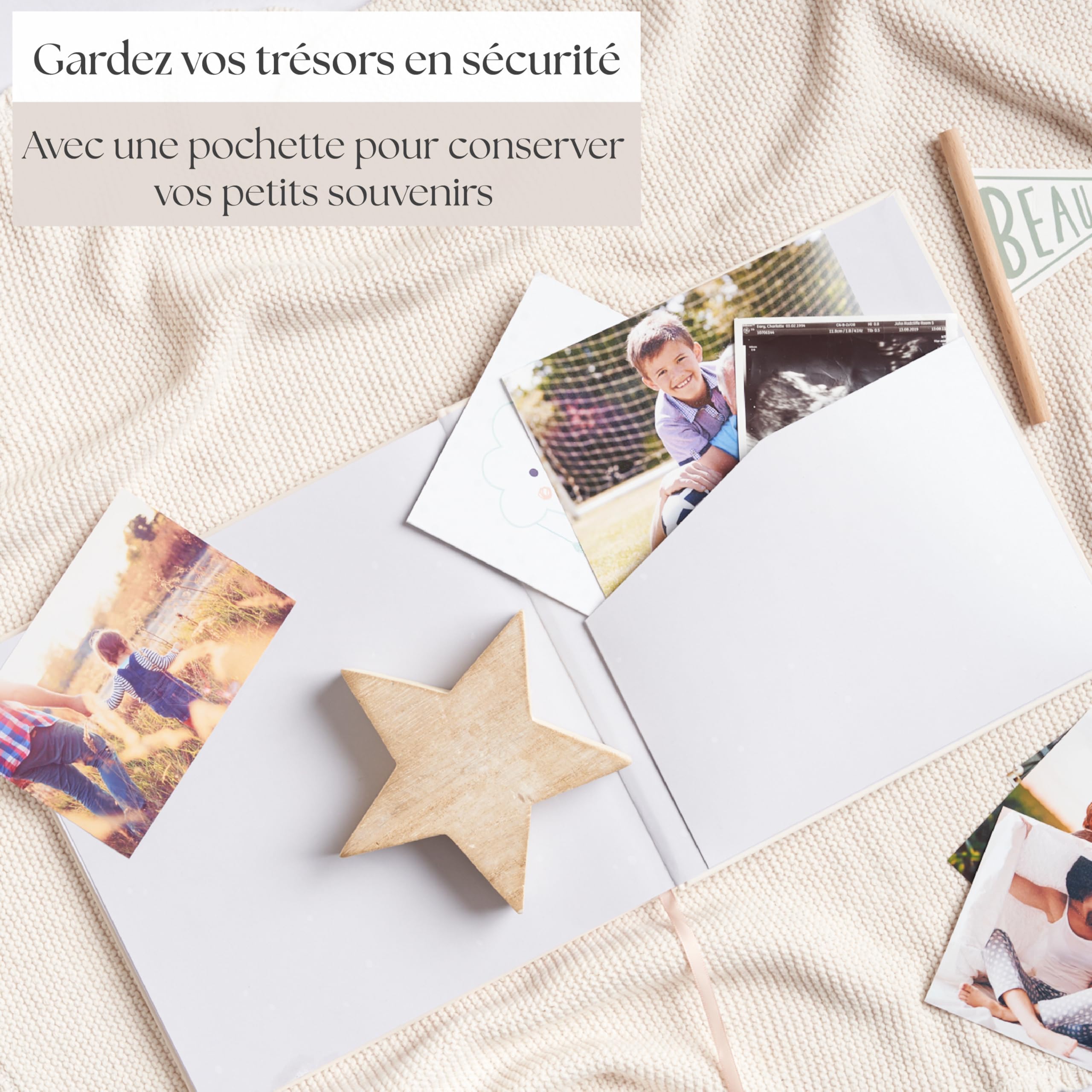 Livre de Naissance - Album Photos et Naissance - Cadeau Naissance 132 Pages et Album Photo Scrapbooking – Livre Naissance Bébé Garçons et Filles – Photos de 6 x 4'' et 4 x 6'' (Rose)