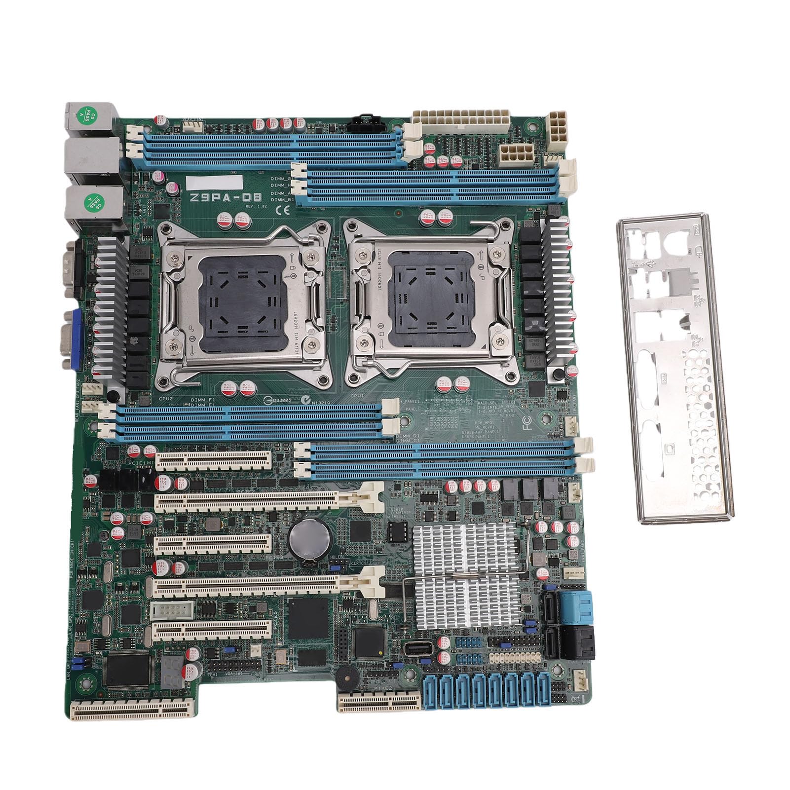 Placa Base para Estación de Trabajo, Placa Base ATX de Doble Zócalo LGA 2011 Compatible con CPU E5-2600 V1/V2, 8 Ranuras DDR3 de hasta 256 GB, 7 Ranuras PCIe para Entrenamiento