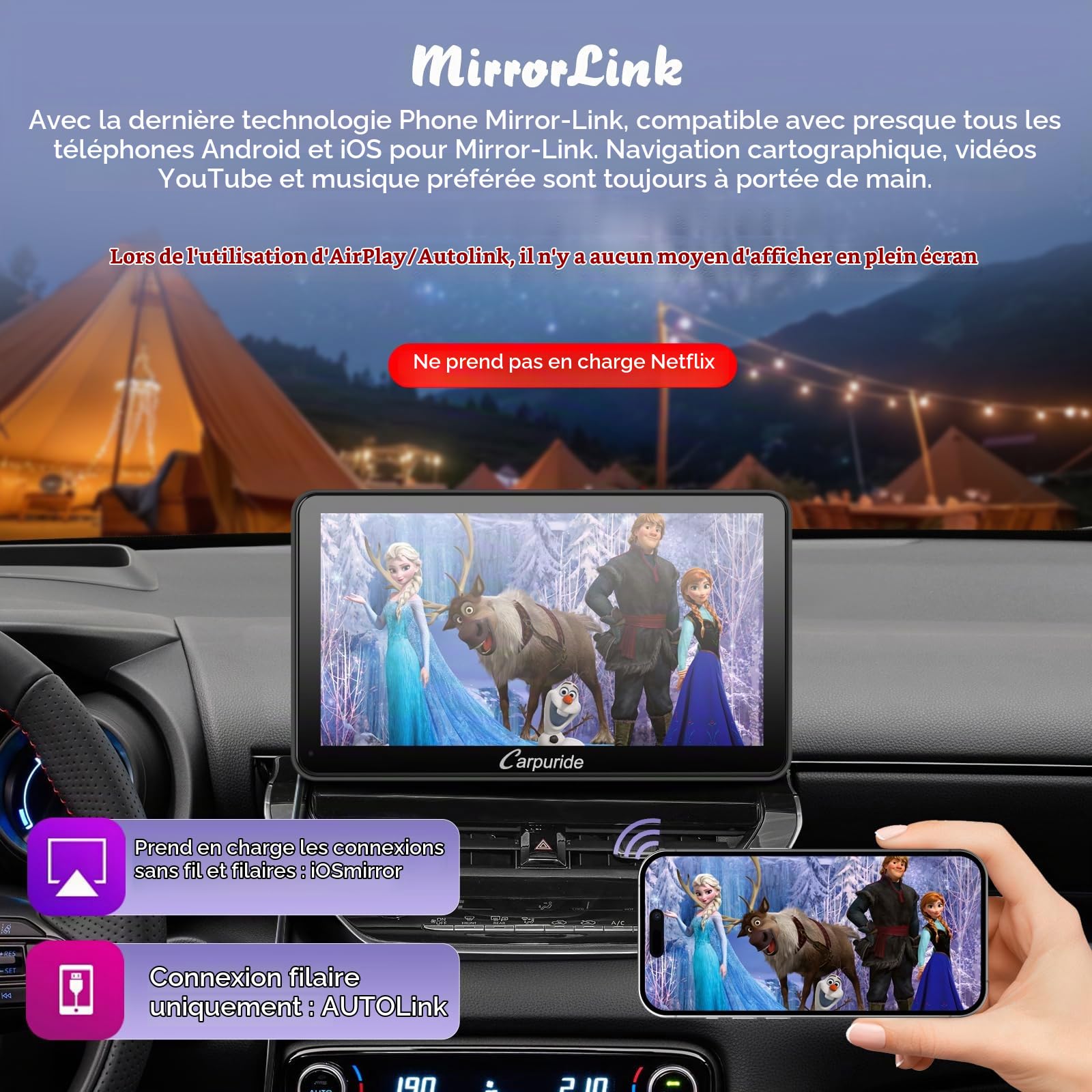 CARPURIDE W701 Pro 7” pour CarPlay et Android Auto avec Double Bluetooth