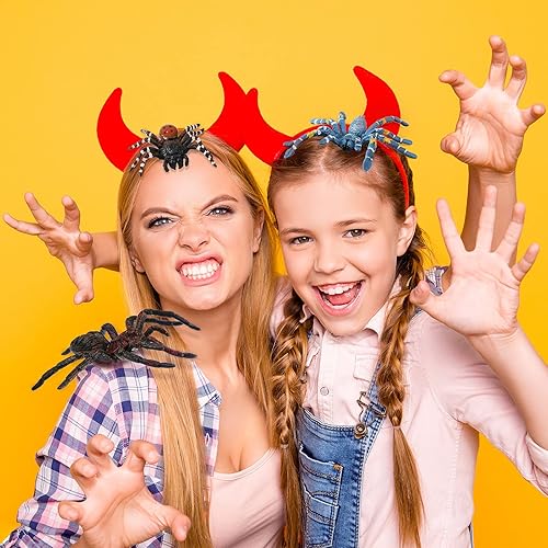 Miniatura 4 de 8 piezas de araña de plástico realista araña falsa araña realista figuras de juguete de araña gigante modelo de acción para niños y niñas, juguetes