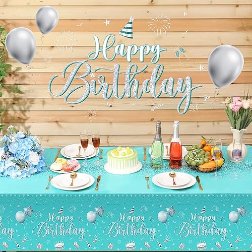 Vista 79 de Tudomro 3 manteles rectangulares de plástico para decoración de fiesta de cumpleaños, para mujeres y hombres, suministros de fiesta de baby shower