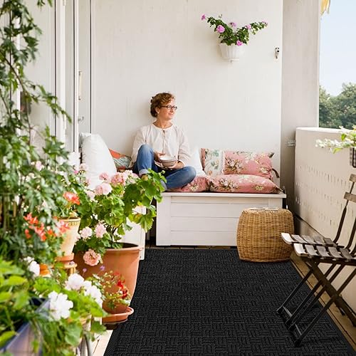 Miniatura 8 de Mibao Tapete para puerta delantera, resistente y duradero, tapete de bienvenida para interiores y exteriores, atrapador de suciedad, impermeable,