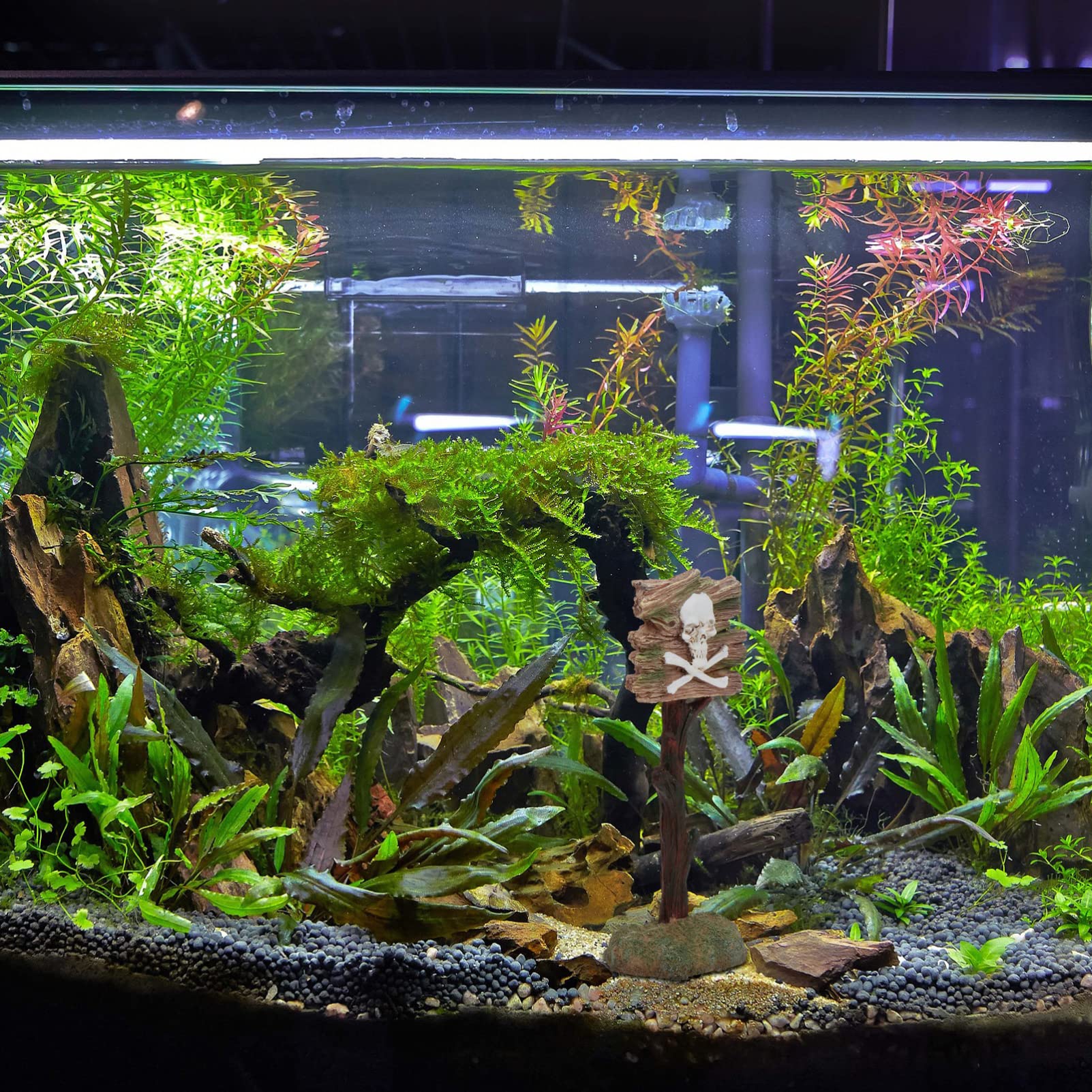 ULTECHNOVO 3pièces Ornement Résine Forme De Crâne pour Aquarium Décoration Originale avec Signal Avertissement pour Créer Une Ambiance Unique Votre Réservoir Eau